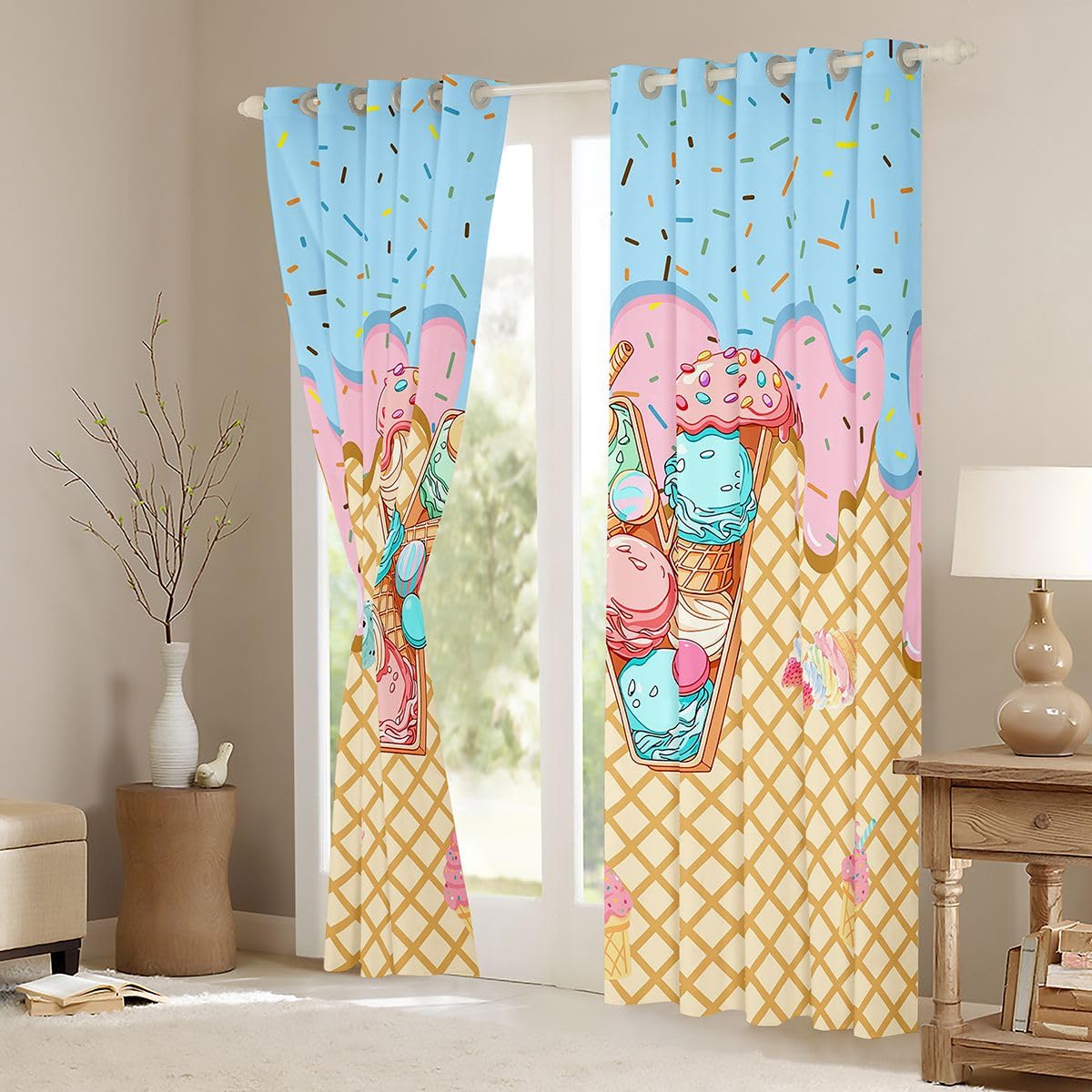 Homemissing Cortinas opacas con letra inicial W para dormitorio, sala de estar, gofre, postre, cortinas opacas para oscurecer la habitación, 2 paneles de 46 pulgadas de ancho x 72 pulgadas de largo