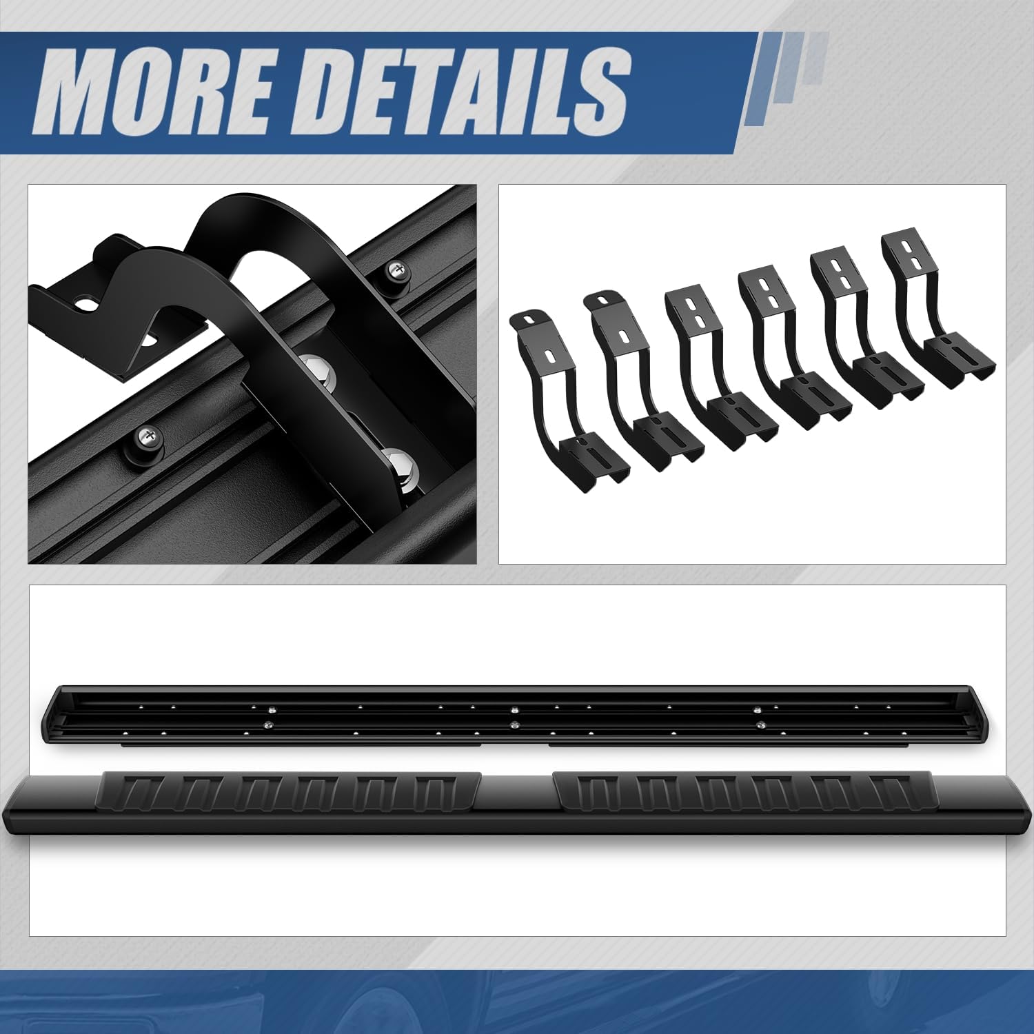 Auto Dynasty Running Boards Compatible with 2007-2021 Toyota Tundra Crew Max, Stainless Steel Side Step Rail Nerf Bars, 6.75" Step Bars, Black