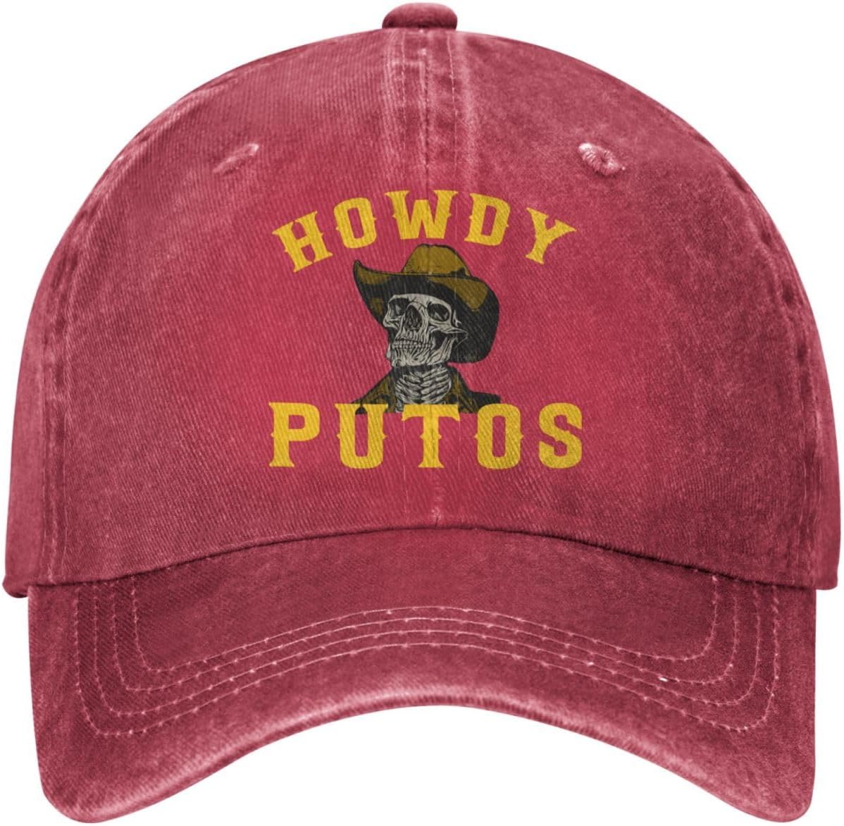 Howdy Putos Caps for Men Funny Western Cowboy Skull Womens Ball Cap