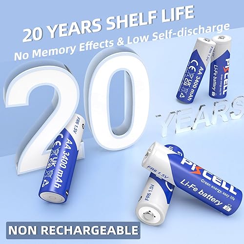 Miniatura 3 de PKCELL Paquete de 12 baterías de litio AA de 3400 mAh de alta capacidad de larga duración doble A, batería de litio AA de 1.5 V para dispositivos de