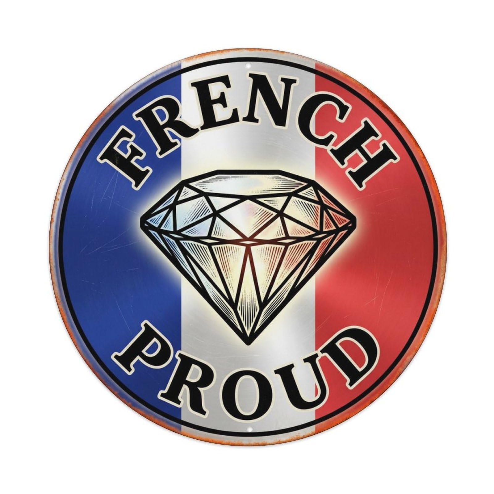 Olhnbad Style French Proud Gemstone Heraldry Heritage Emblem Metal Tin Sign