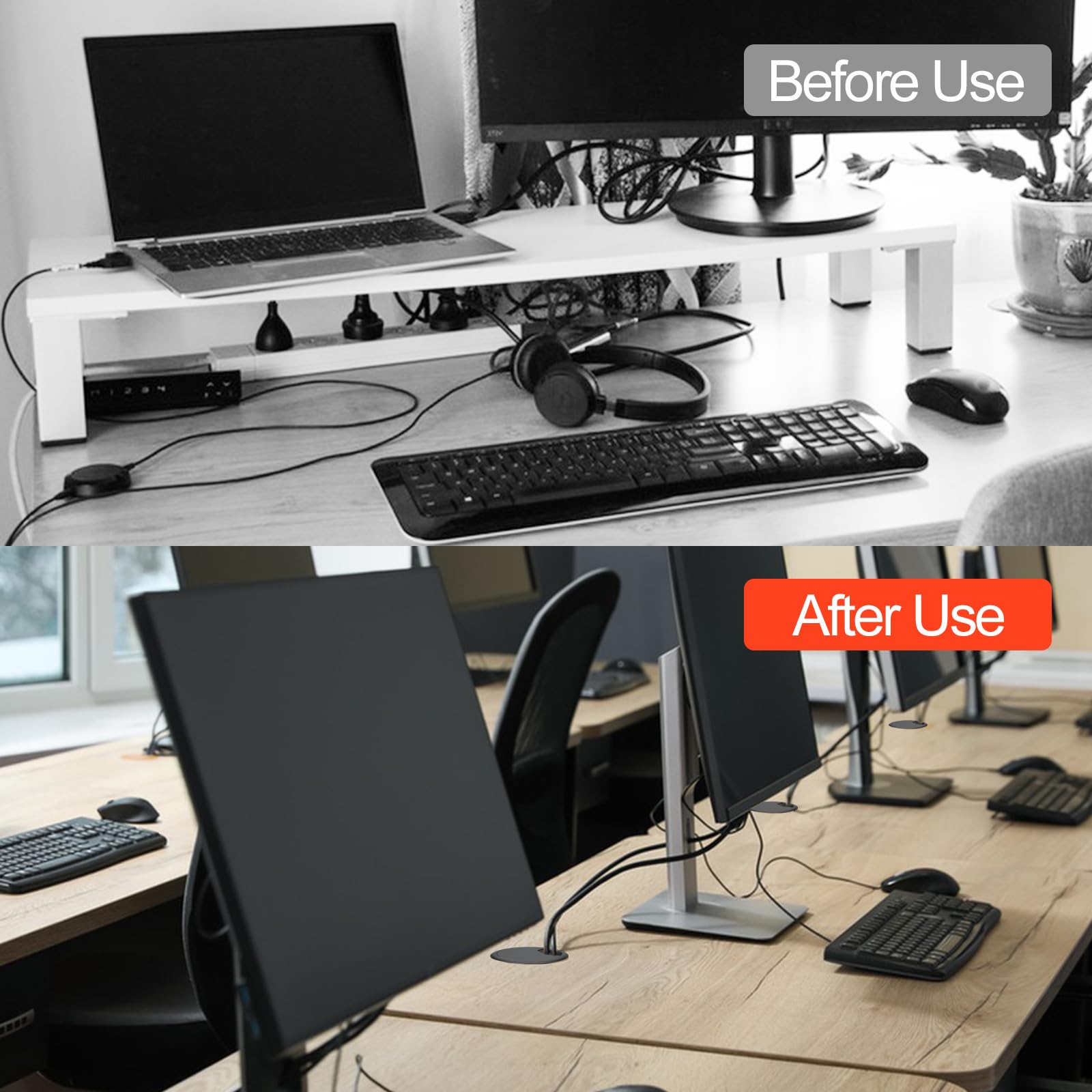 Flintronic Passacavi Per Scrivania - 12 Pezzi Con Sega A Tazza | Organizza Cavi Casa E Ufficio - Foto 10