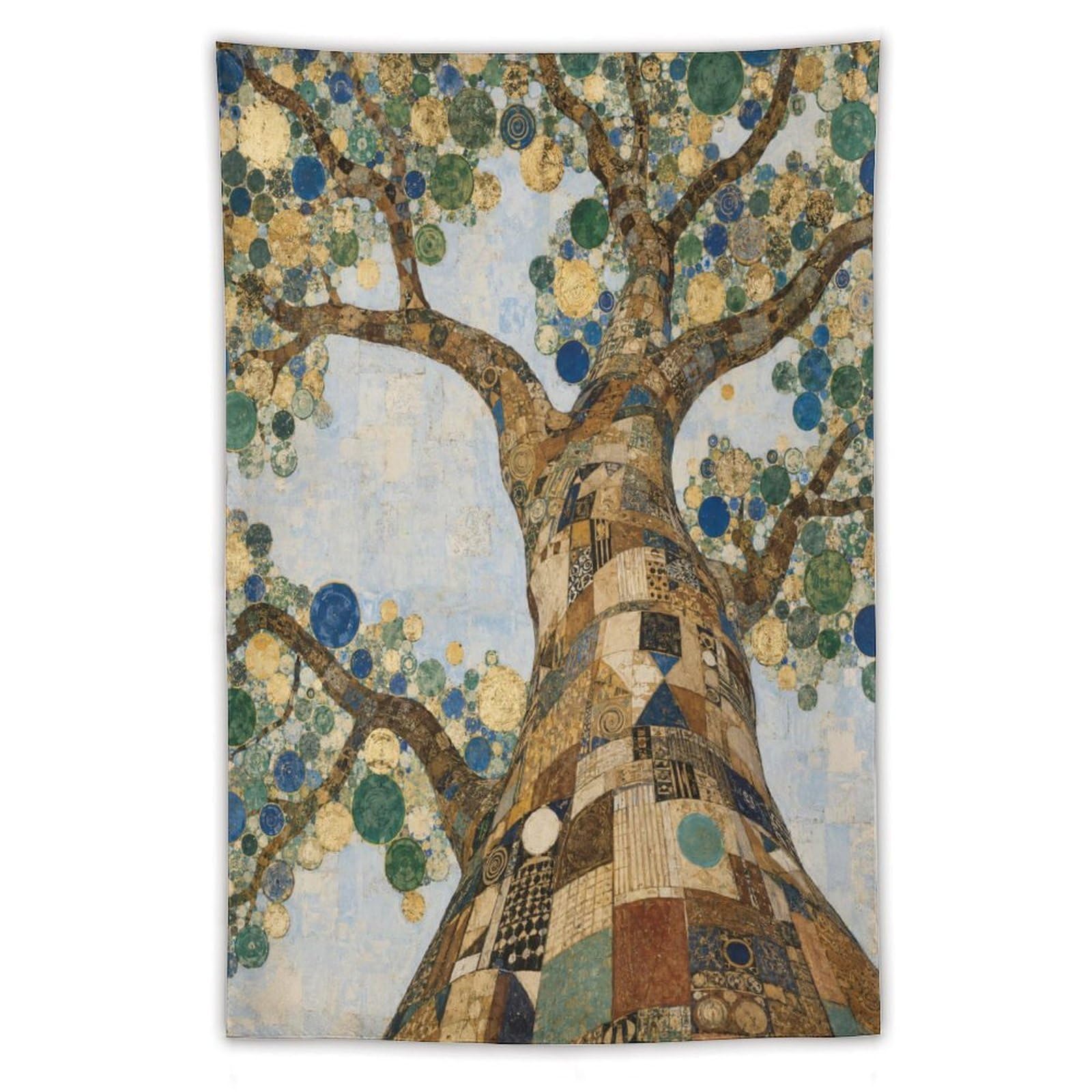 H3B8U2Y5 Blue Dot Tree Wall Tapestry, Mosaic Style, College Dorm