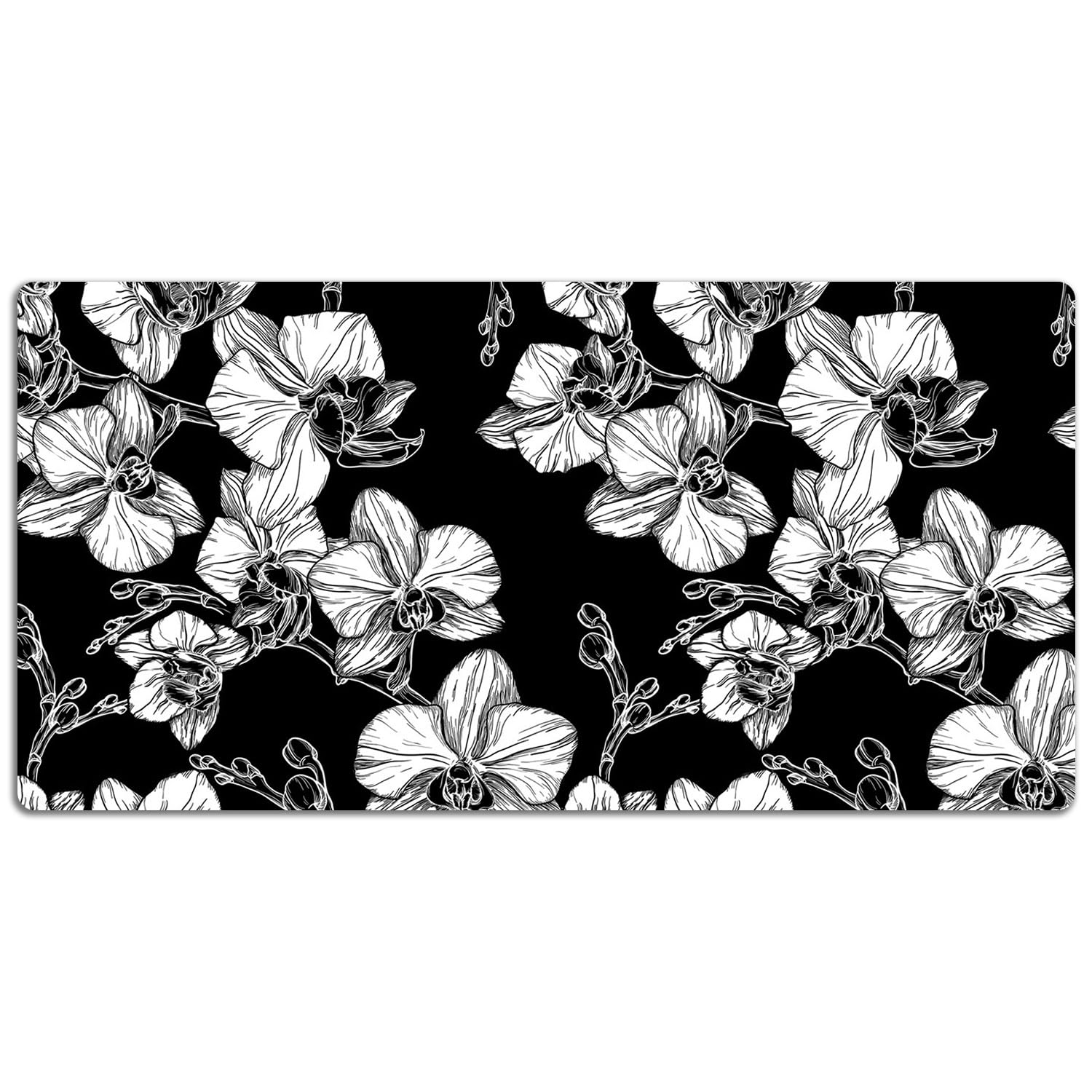 Sottomano da Scrivania 120x60 cm Facile da Pulire Antiscivolo Impermeabile per Ufficio e Casa in Vinile PVC Protezione e Decorazione Superficie Protettiva - Fiori negativi