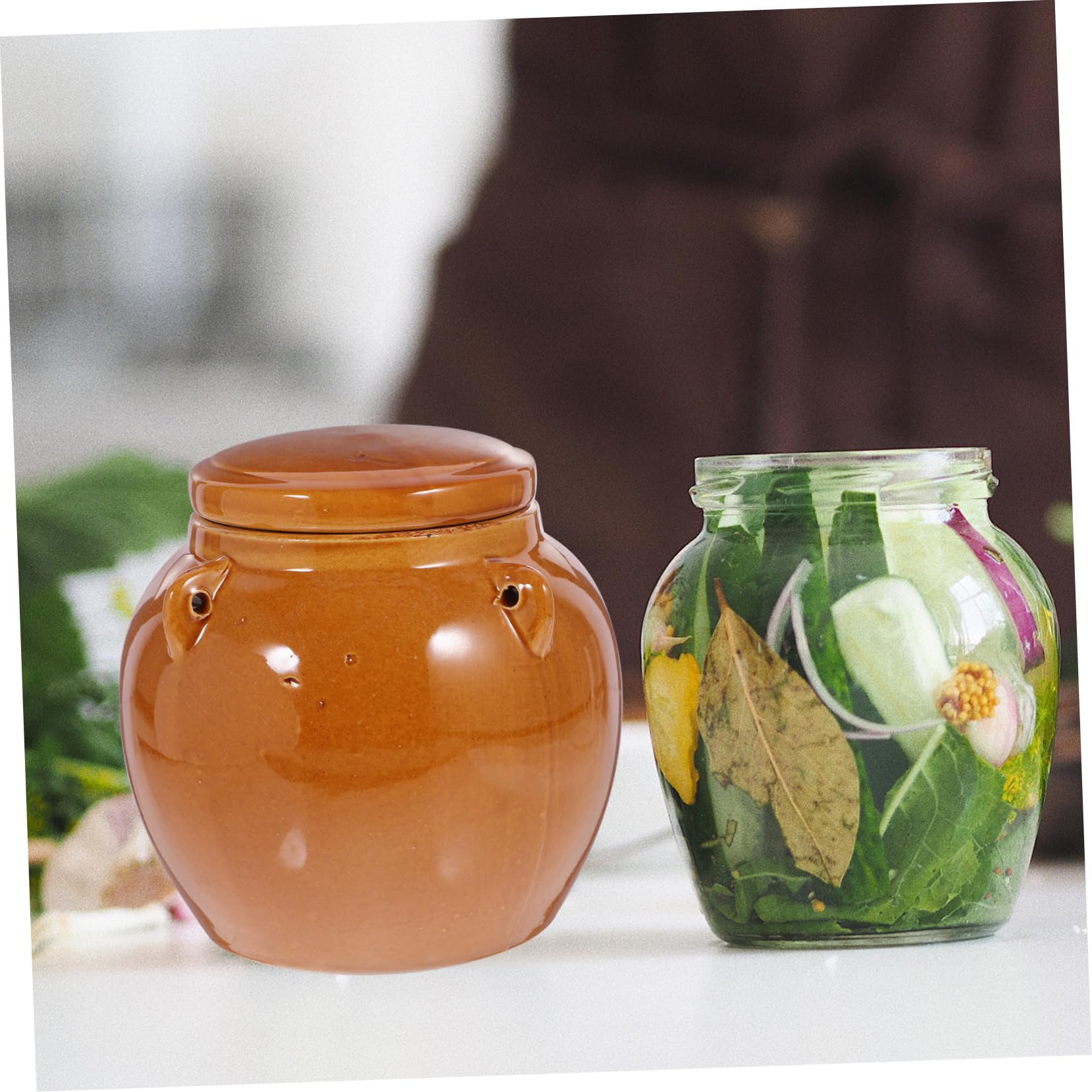 Amazon｜CIYODO 密閉 陶器 瓶 保管庫 瓶 ピクルス 野菜 瓶 豆 鍋