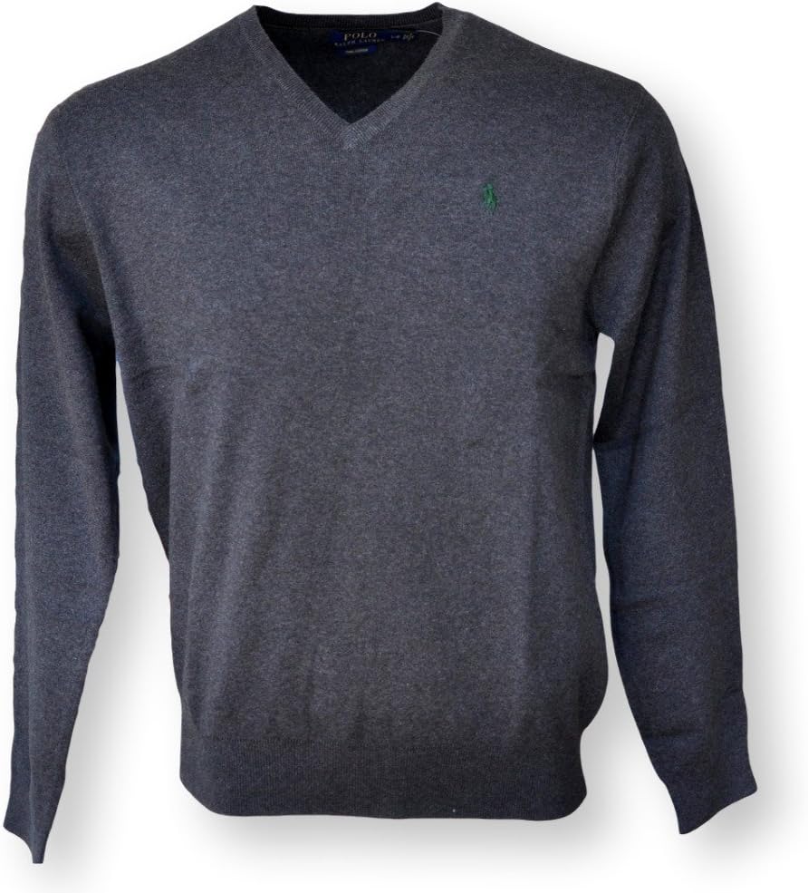 Polo Ralph Lauren Pima Cotton V Neck Sweater-M-CHACLNAVY