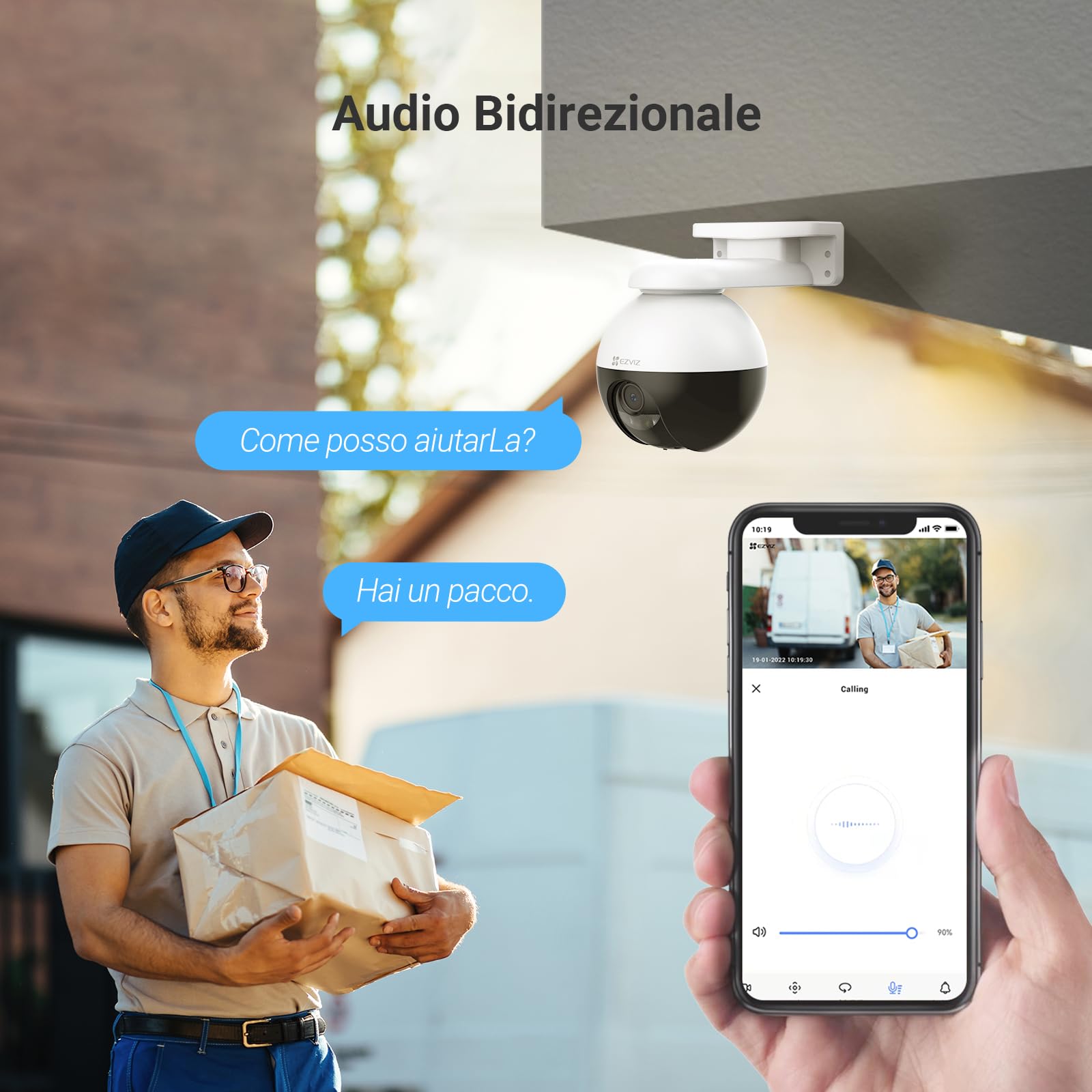EZVIZ Telecamera WiFi da Esterno Motorizzata, Telecamera WiFi di Sorveglianza, Videocamera Esterna Pan&Tilt con Copertura Visiva a 360 °, Visione Notturna Fino a 30 m, AI, Impermeabile, C8W 3MP
