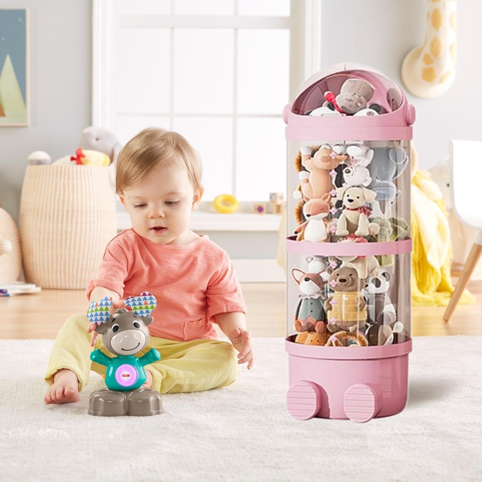 Generico Tubo Organizer Porta Peluche Grande Tubo Contenitore Trasparente