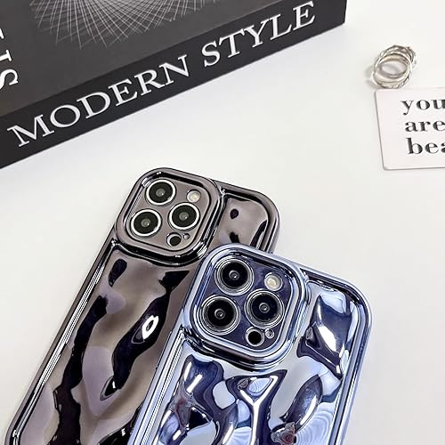 Miniatura 3 de Funda compatible con iPhone para mujeresniñas, bonita funda galvanizada de piedra de meteorito 3D, textura rizada, antiarañazos, a prueba de golpes,