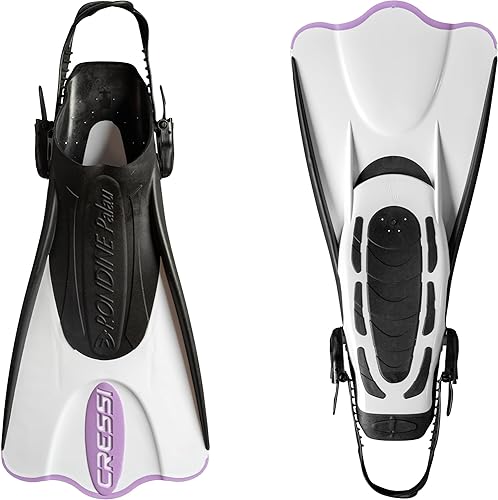 Miniatura 2 de Cressi SAF Short Adjustable Open Heel Swim Fins - Lightweight Easy-Kick Blade for Snorkel Gear, Secure Heel Strap Diving Fins