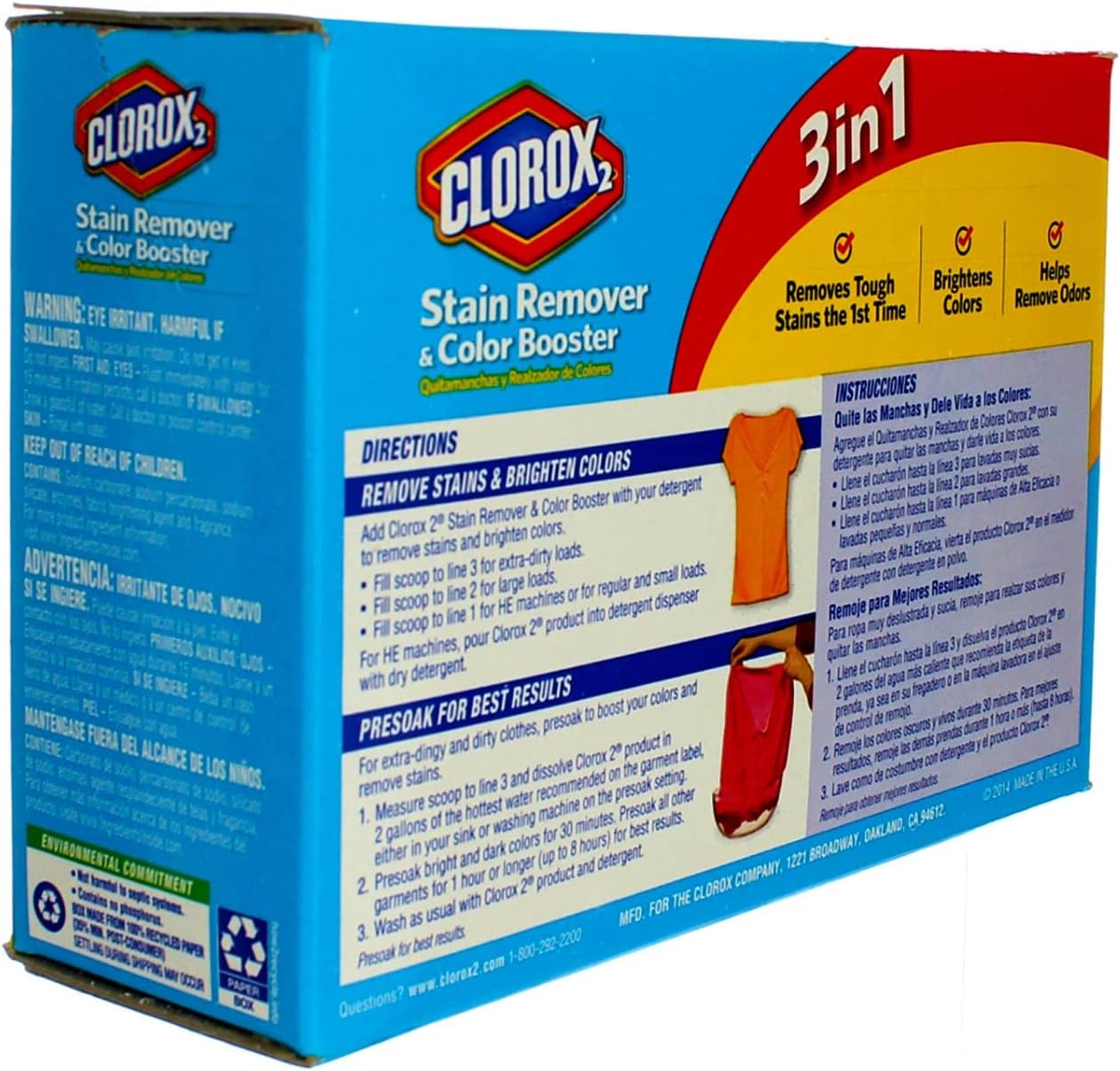 Clorox 2 Laundry Stain Remover and Color Booster Powder, 49.2 Ounce (Pack of 2)