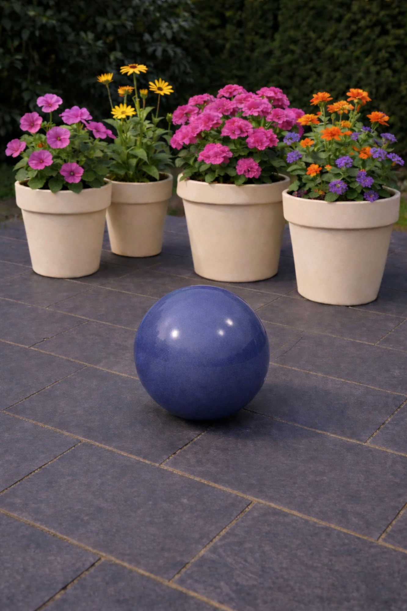 Boule de jardin en céramique - 20 cm - Décoration de jardin - En grès céramique robuste - Résistante au gel et aux intempéries - Bleu