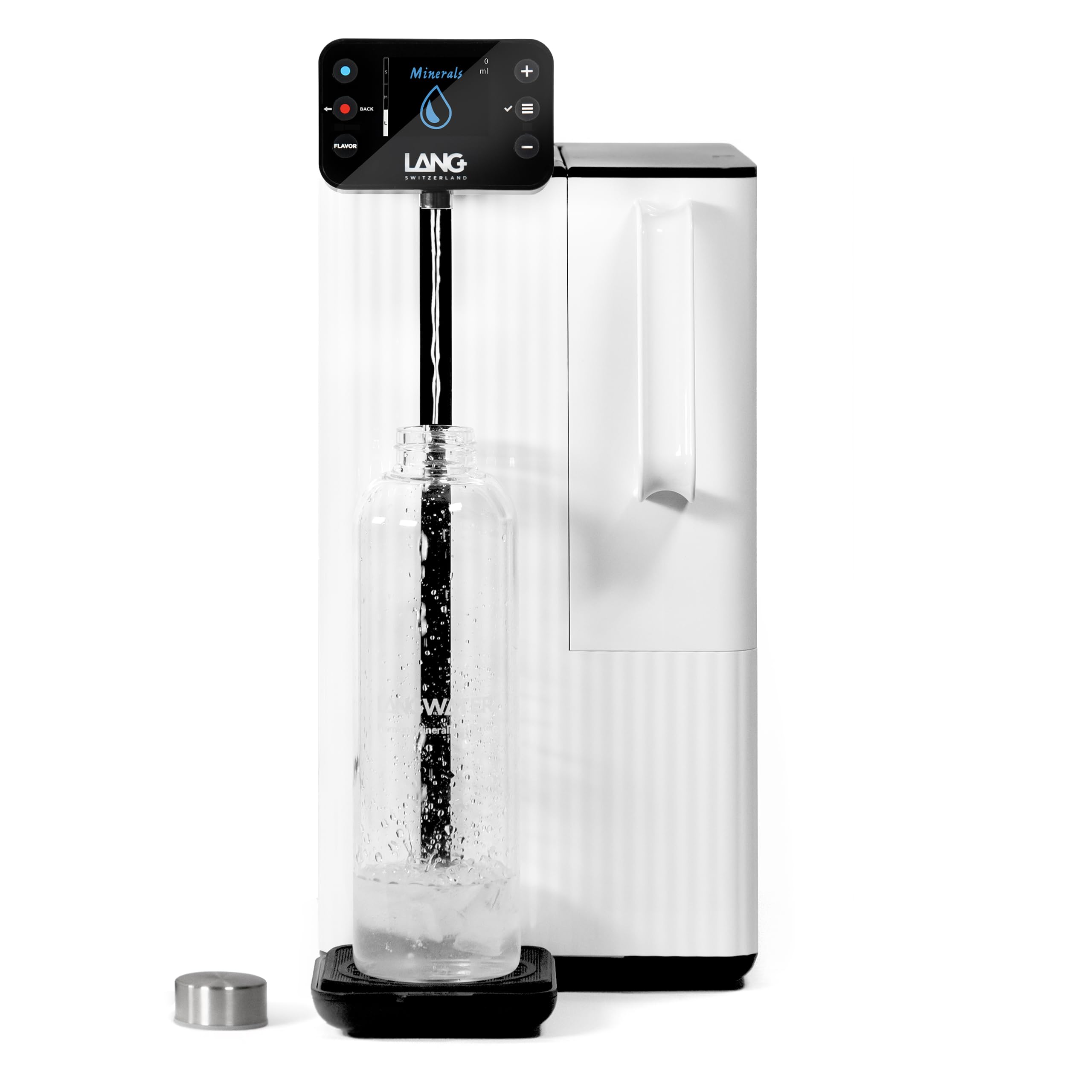 LANG WATER Lot de 2 bouteilles d'eau en verre avec bouchon en métal – 1 l (lot de 2) – Carafe polyvalente en verre pour boissons chaudes/froides