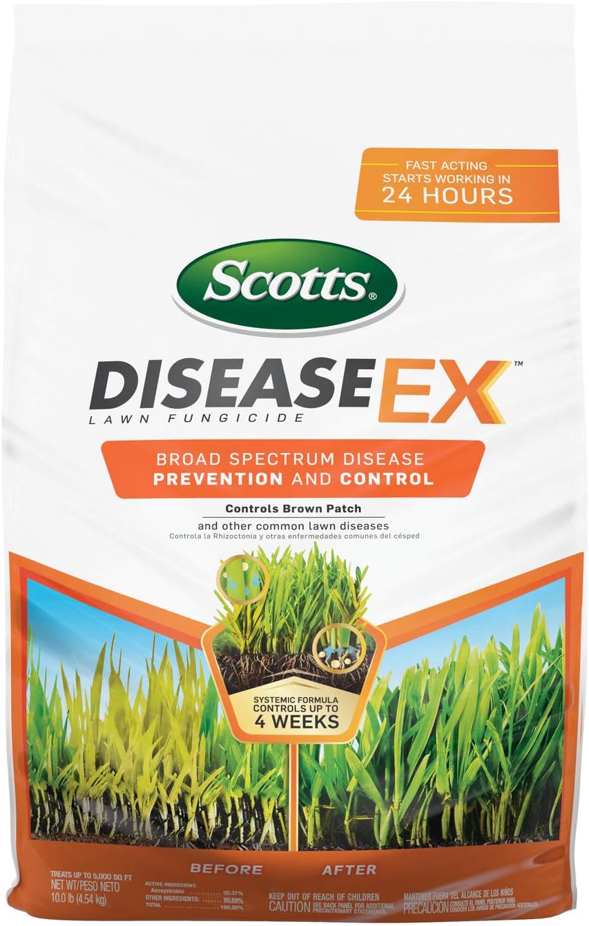 Scotts DiseaseEx Lawn Fungicide - Lawn Fungus Control & Treatment, Lawn Disease Control for Brown Patch, Powdery Mildew & More, Controls up to 4 Weeks, Fast Acting, Treats up to 5,000 sq. ft., 10 lb.