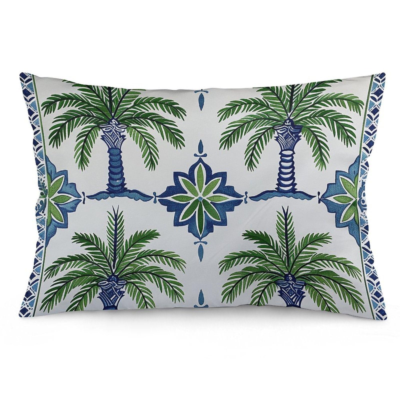 2 Pack Pillow Cases for Hair and Skin, Soft Breathable Pillow Case Covers with Hidden Zipper, Palm Tree Pattern Pillowcase 16 "x24 Pillow Covers for Sleeping Gift