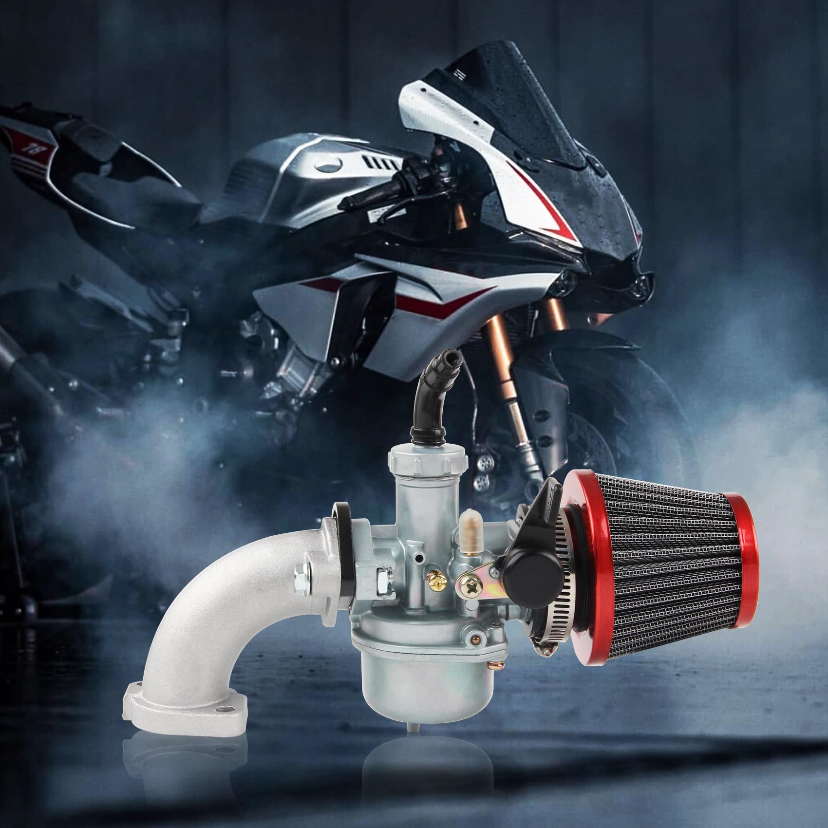 Filtro Gasolina Moto Kit Carburador PZ22 22mm - Para ATV, Moto 110cc-125cc  - Incluye Filtro Aire Y Admisión Filtro Aire Combustible, image size:1700x1700