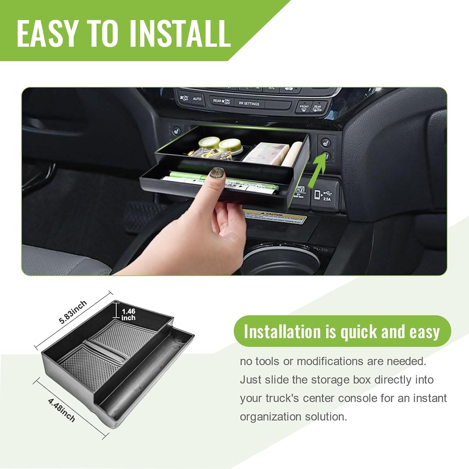 HGWEI Center Console Drawer Organizer for Honda Pilot/Ridgeline/Passport image 4