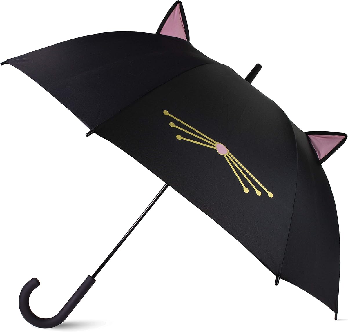 Kate Spade New York Paraguas de viaje grande y ligero, gato negro