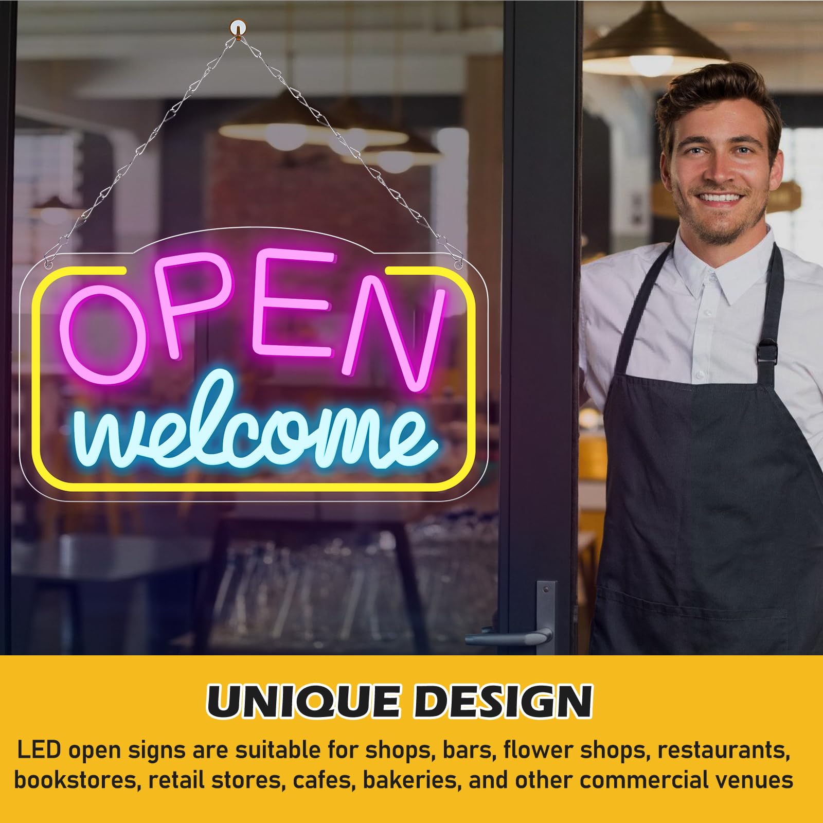 Insegna Al Neon Benvenuto Con Dimmer E USB – Luce LED In Silicio 55 Cm Per Casa E Vetrine - 3