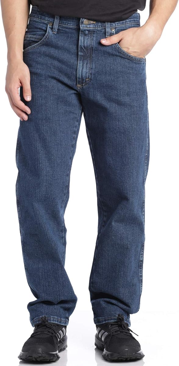 Wrangler Men's The Rugged Relaxed Fit Jeans, Medium Stone, 38X30