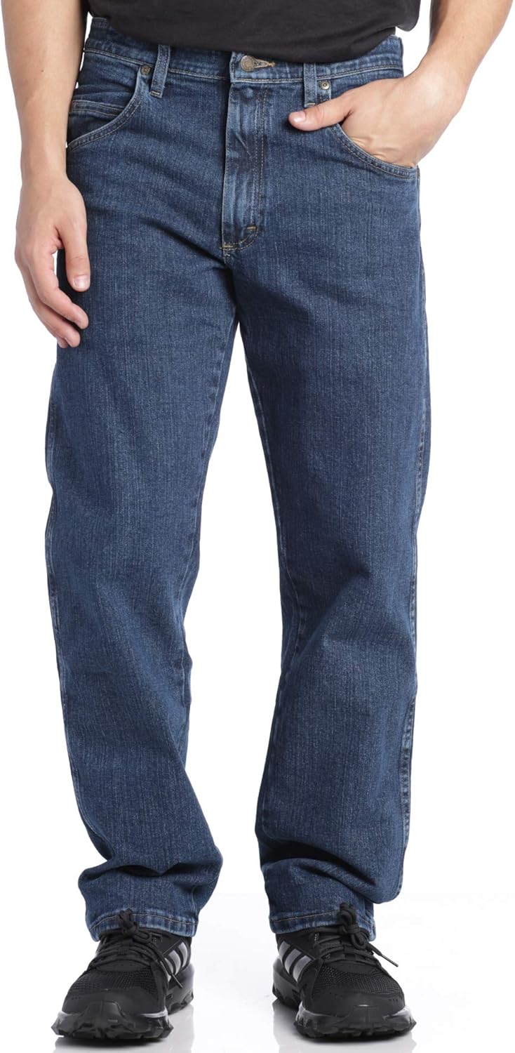 Wrangler Men's The Rugged Relaxed Fit Jeans, Medium Stone, 36X32