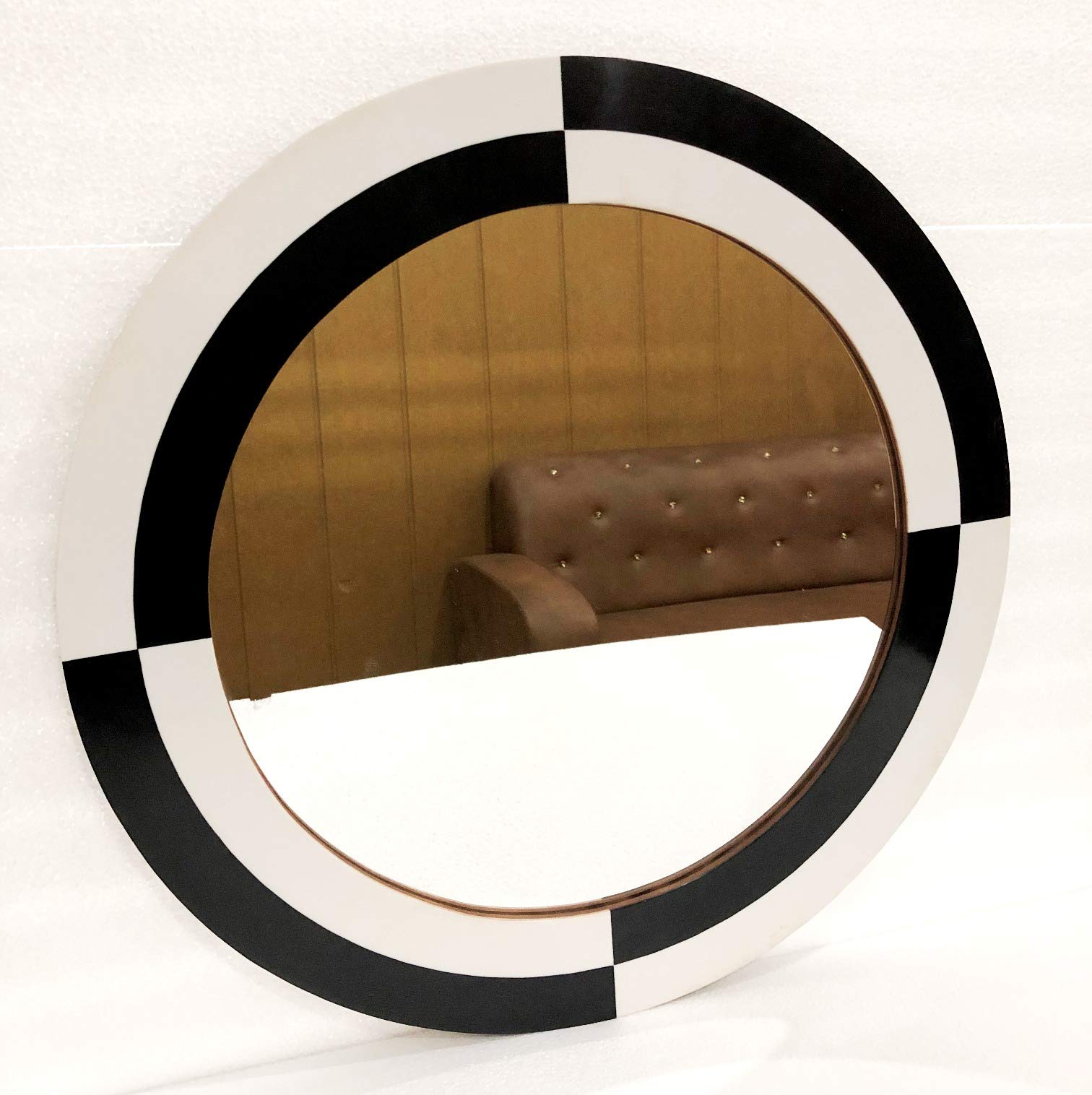 Mirror Wall Hanging Bedroom Bone/Horn Inlay Checker Design Frame Decorative Wall Hanging