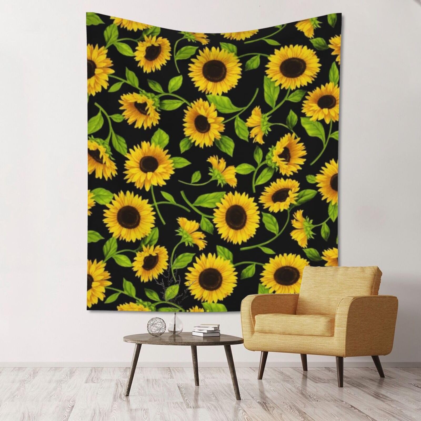 WKSGDSG Large Wall Hanging, Machine Washable Tapestry For Dorm Room, Sunflower, Lightweight Polyester Wall Art For Bedroom Living Room, 152x130cm
