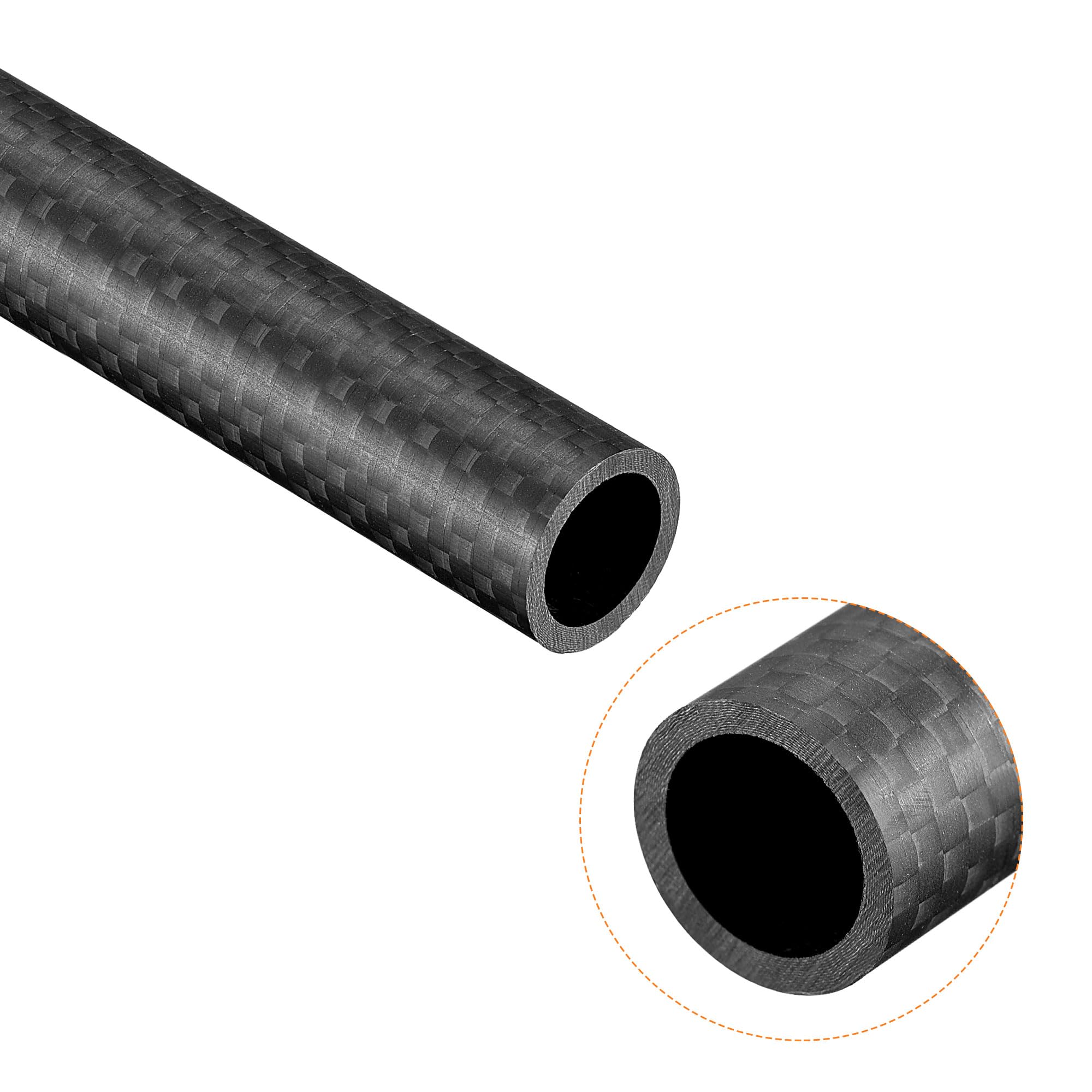 sourcing map Carbono Fibra Redondo Tubo 16x12x500mm 3K Rollo Envuelto Mate Superficie para RC Aeroplano Cuadricóptero 1uds