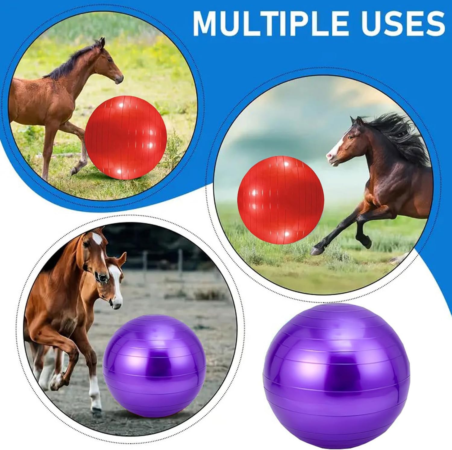 2pcs Horse Toy Balls with Inflation Pump, Suitable for Outdoor Entertainment, Training Balls for Horses and Goats (55cm/21.65inch)