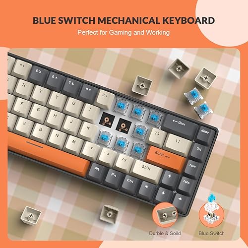 Miniatura 4 de ZIYOU LANG RK-T8PR0 Combo de teclado y mouse mecánicos con cable 65% para juegos con retroiluminación RGB, antifantasma, TKL Mini de 68 teclas en