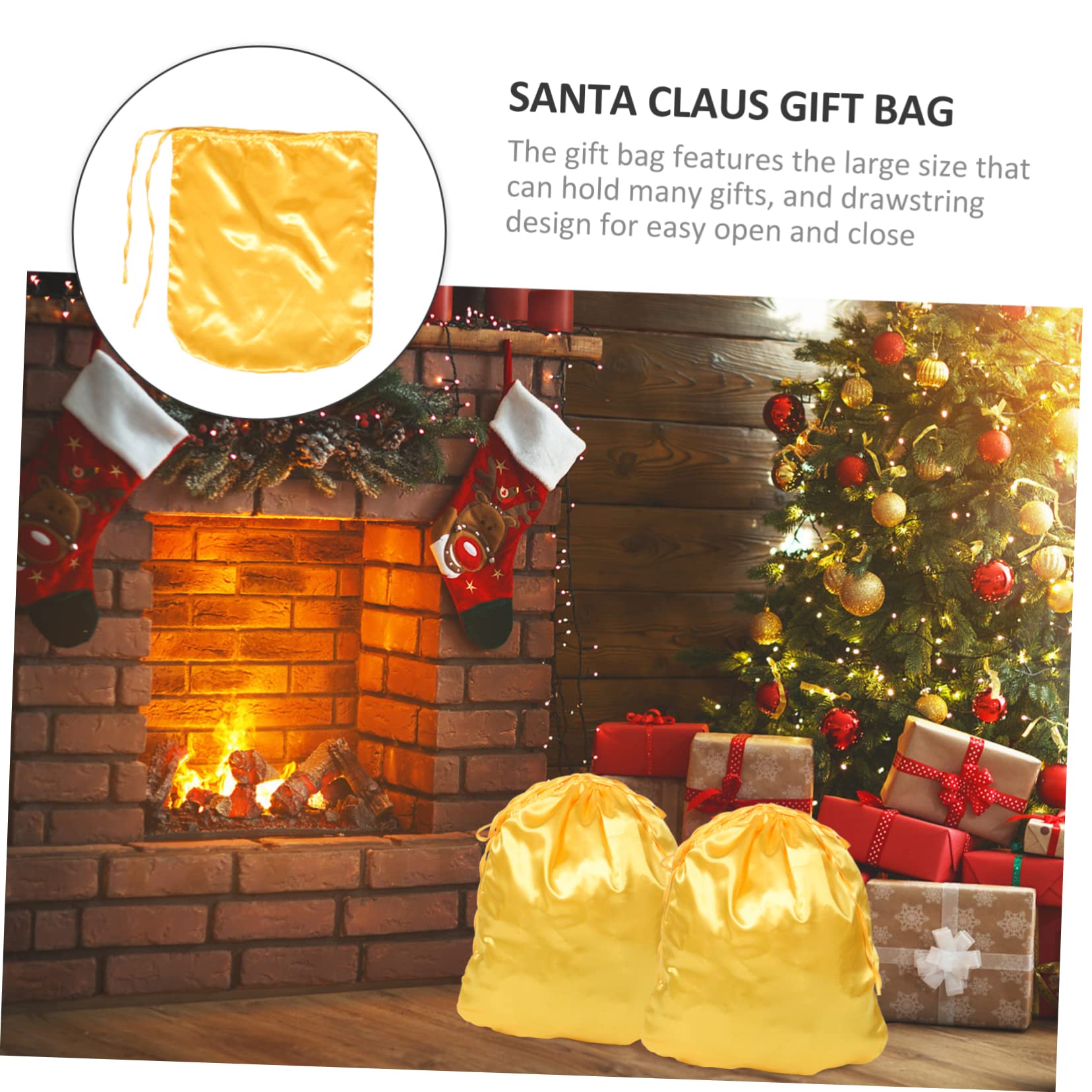 Gatuida 4pezzi Sacchetto Natale Con Coulisse Borsa Festiva Per Dolci Regali e Feste Di Natale Capacità Elevata e Leggera