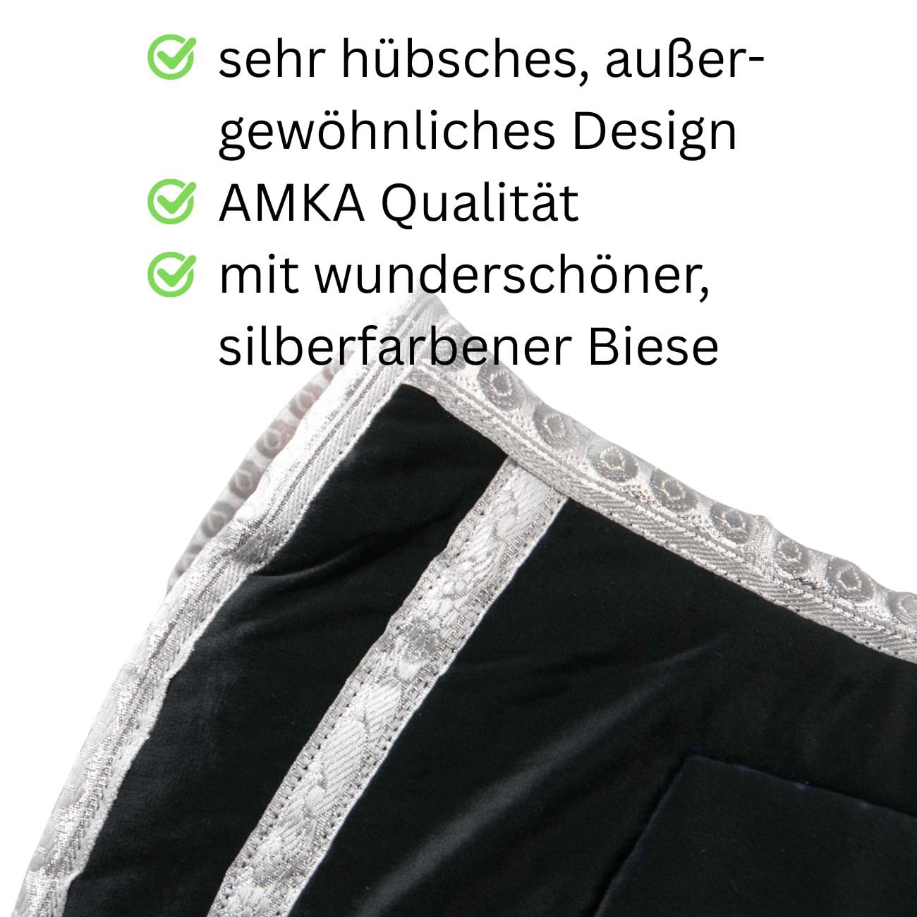 AMKA spanische Barock Schabracke mit silberfarbener Einfassung - Biese Antik Schabracke