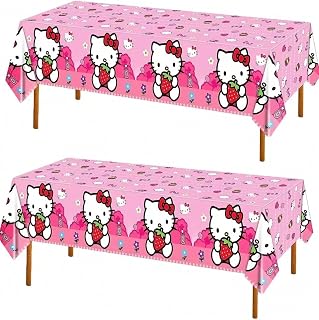 AQHOFSV 2 Pcs Cat Rectangular Plastic Tableware Cat Table Covers,Cat Table Cloth,Perfect for Birthday Celebrations and Party Decorations (B Pink)