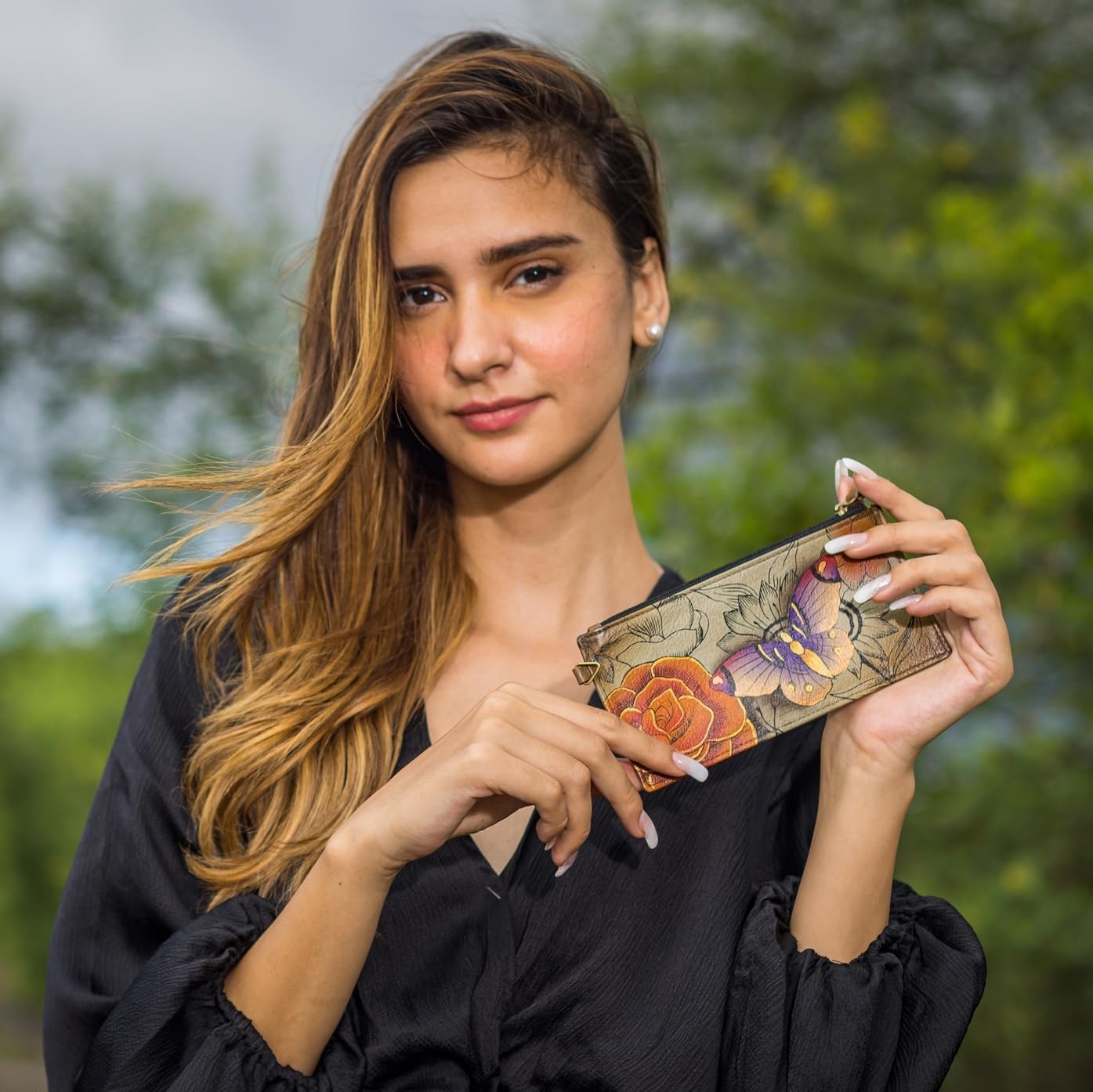 Anna by Anuschka Women's Hand Painted Genuine Leather Organizer Wallet | Hand Painted - Image 5