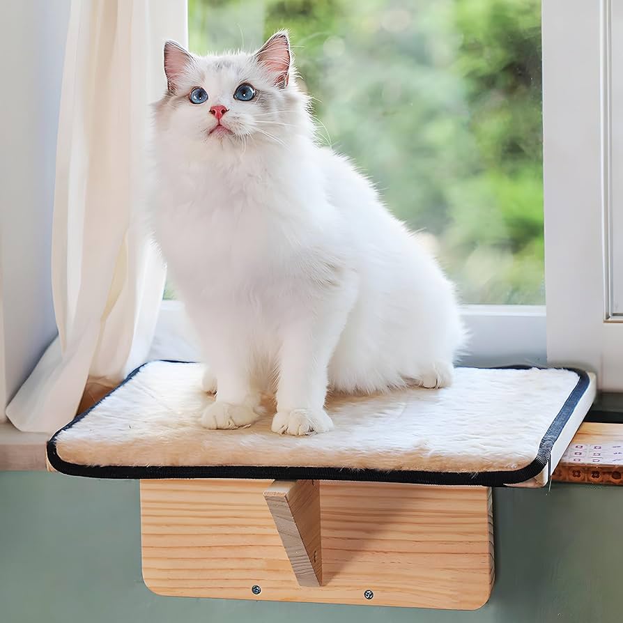 ♦️キャットウィンドウパーチ 木製キャットハンモック 窓用