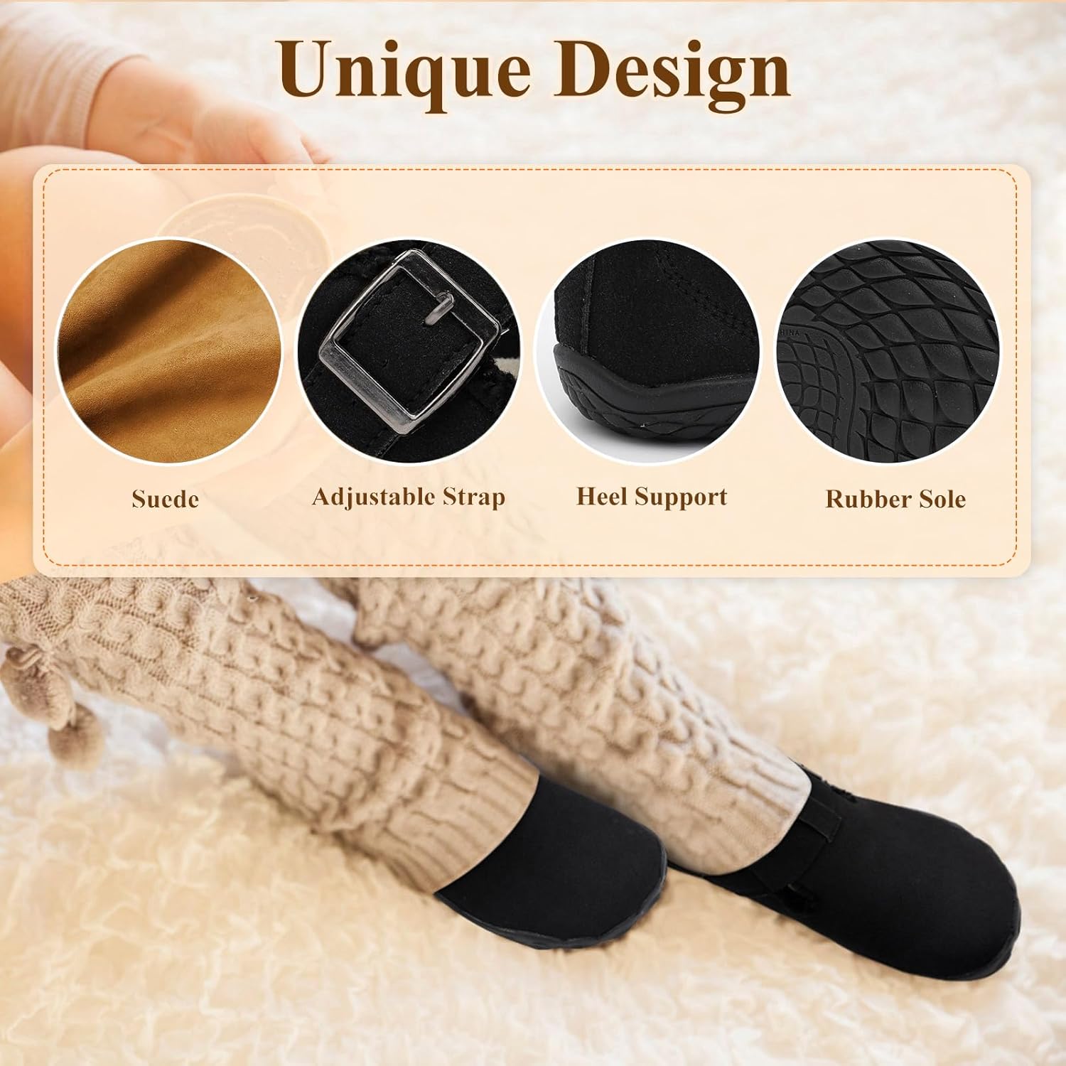 BARERUN Slippers for Women Men Barefoot Wide Mens Womens Winter House Shoes Adjustable Bedroom Indoor Outdoor Slippers Warm Slip on Arch Support Slides for Men Women - Image 6