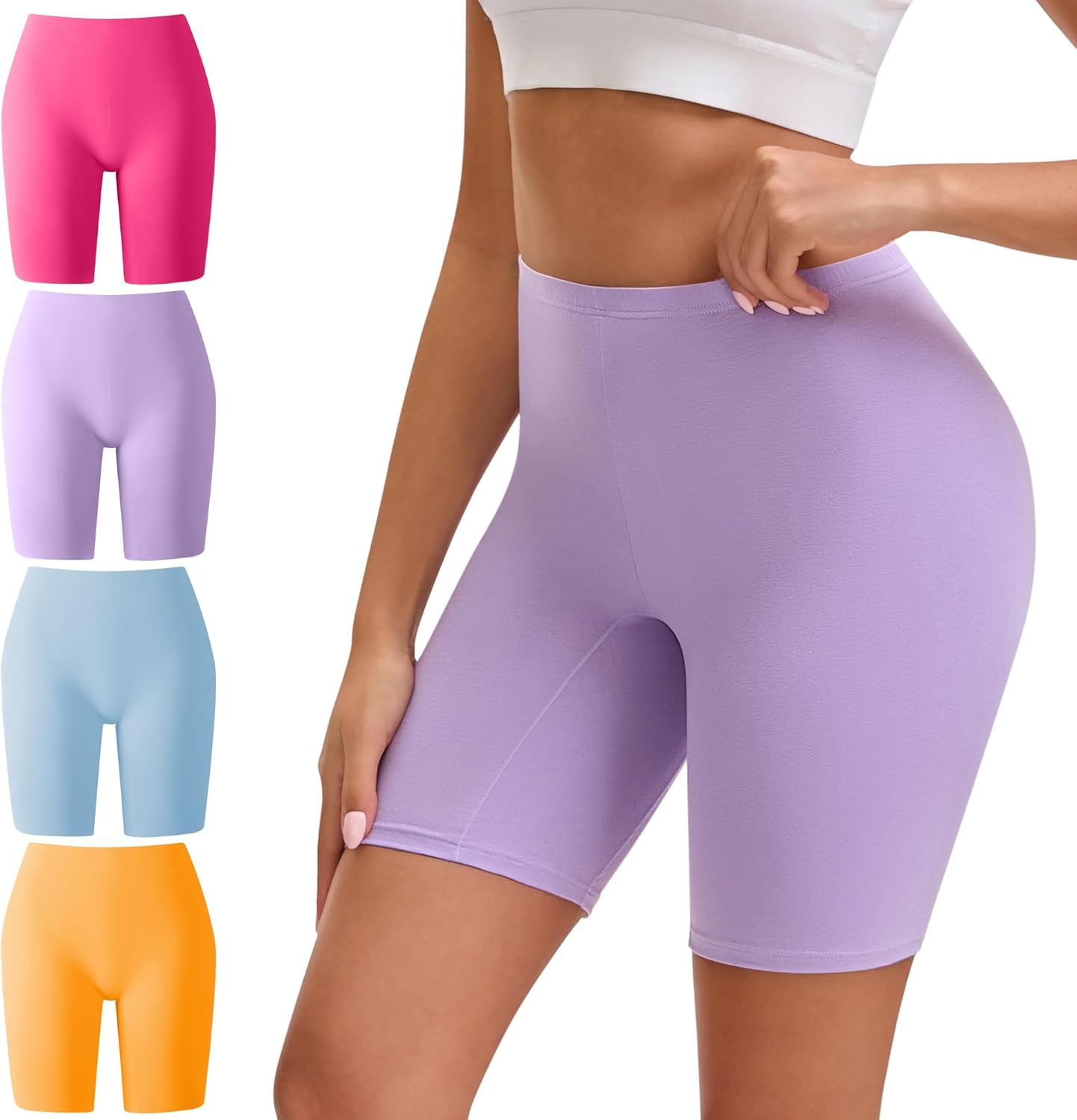 INNERSY Women's Cotton Boyshort Underwear High Waisted Anti Chafing Shorts Soft Panties 4 Pack