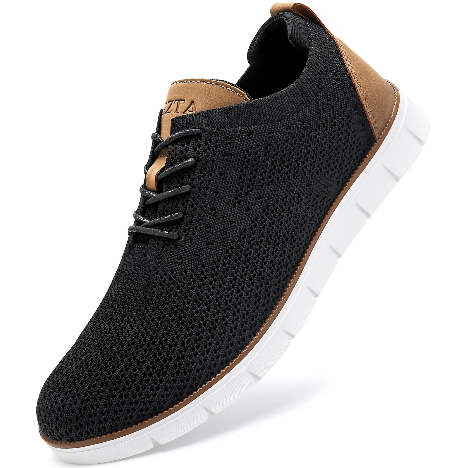 LEZTA Schuhe Herren Anzugschuhe Sneaker Oxfords Business Mesh Stoff Atmungsaktiv Sportschuhe Tennisschuhe Walkingschuhe Komfortabel Schwarz 44 EU