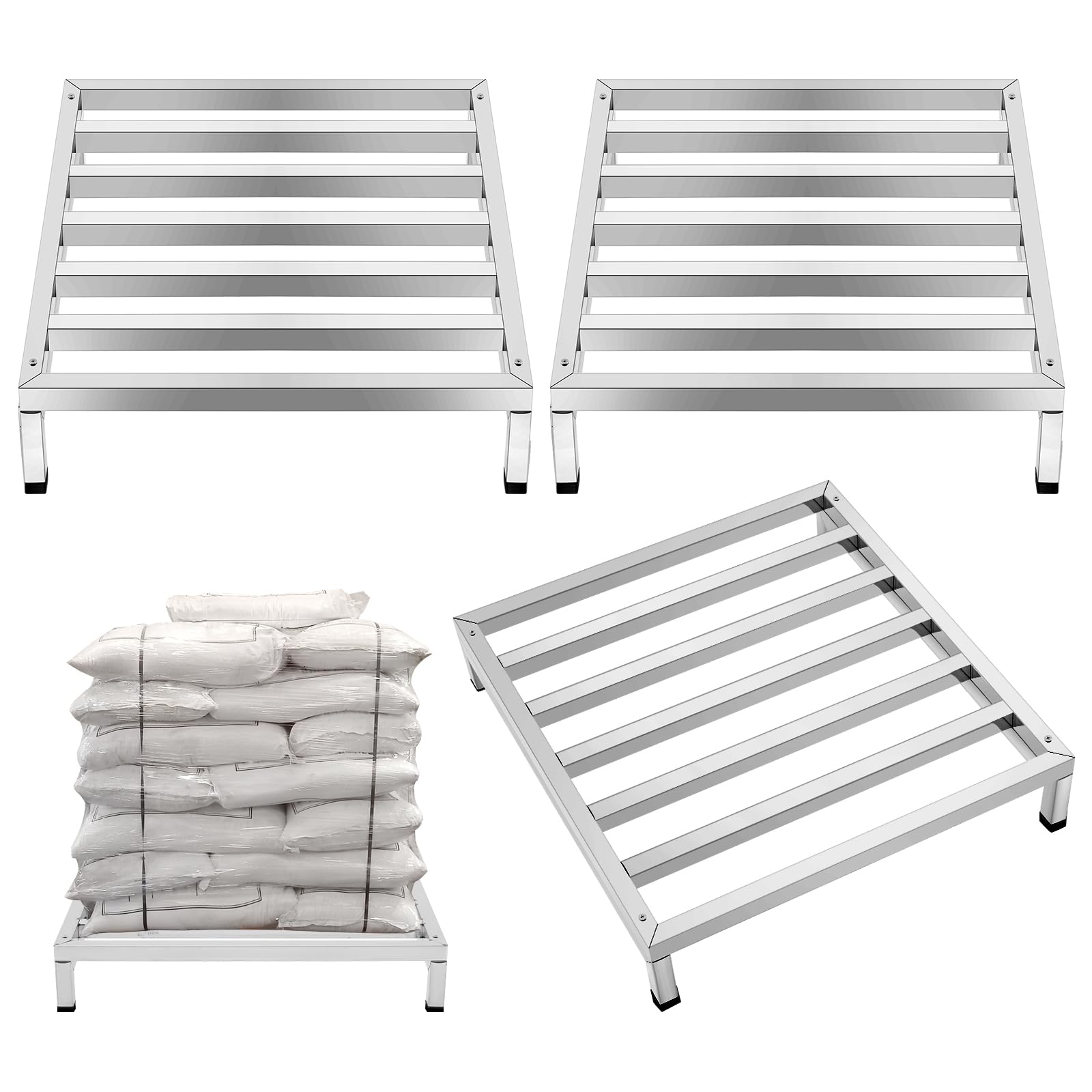 MorningRo 3 Pack Dunnage Rack 23.6" Long x 23.6" Wide, 3.9" Height