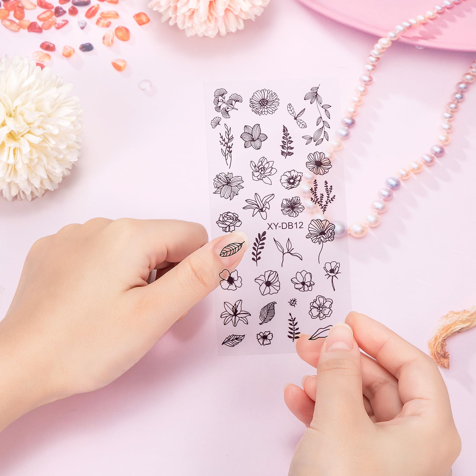 MWOOT 4 Pezzi Stamping Nail Art, Linee Fiore Foglie Luna Gatto Stencil Unghie Nail Art, Unghie Piastre French Manicure Nail Piastra, Unghie Timbro Scraper Piatti Templates per Decorazione Unghie
