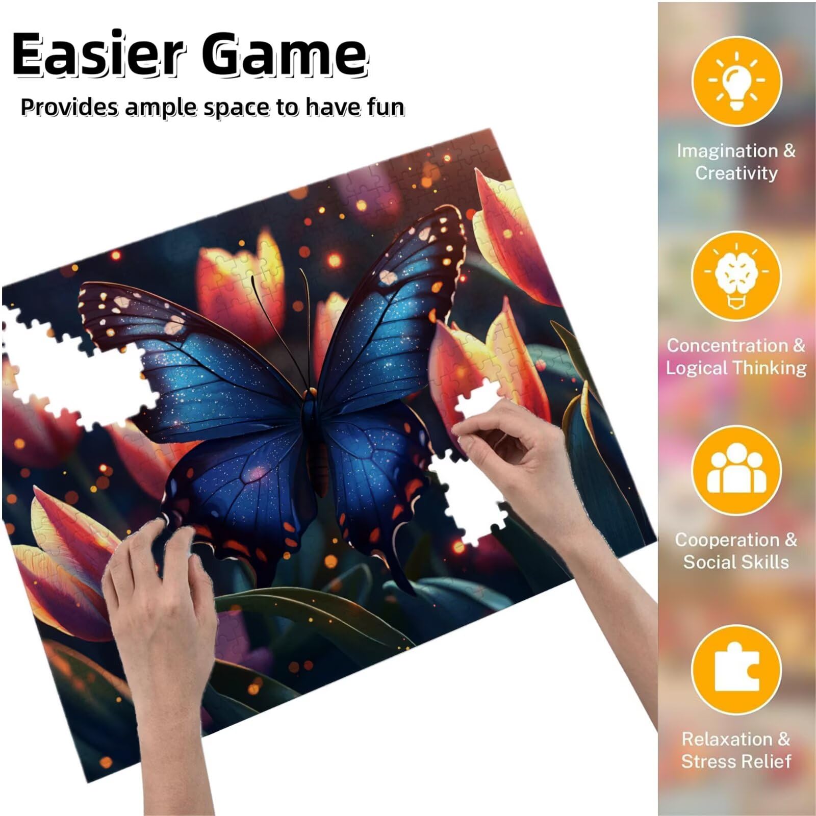 Motyl, 6000 elementów, puzzle 3D dla dorosłych, wymagająca łamigłówka, gra logiczna dla całej rodziny, prezenty dla mężczyzn, kobiet, puzzle bożonarodzeniowe, dekoracja domu, motyw: kwiaty 2 K0F-260