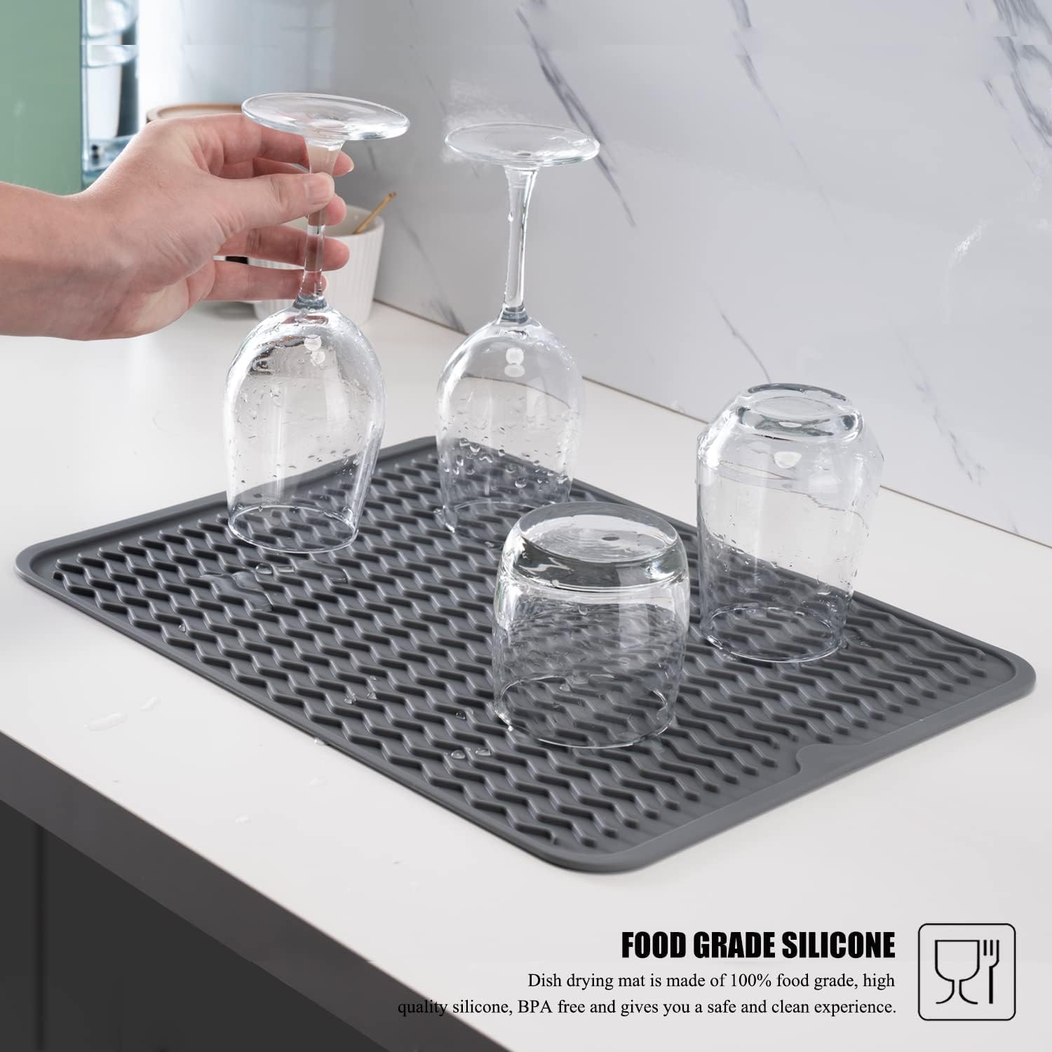 Silikon-Abtropfmatte, groß, hitzebeständig, rutschfest, für Küchentheke, Spüle, leicht zu reinigen, schnell trocknend, für Schublade, Kühlschrank, 35,6 x 27,9 cm