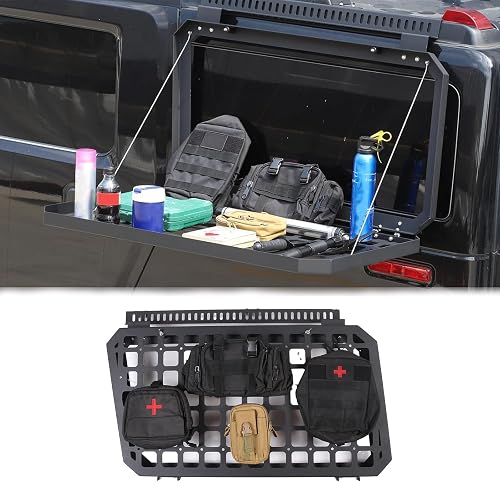 PIUGILH Car Rear Window Side Storage Racks for Hummer H2 2003-2009 Exterior Accessories, Aluminum Tail Cargo Storage Panel Multi-Function Rack (Left Side)