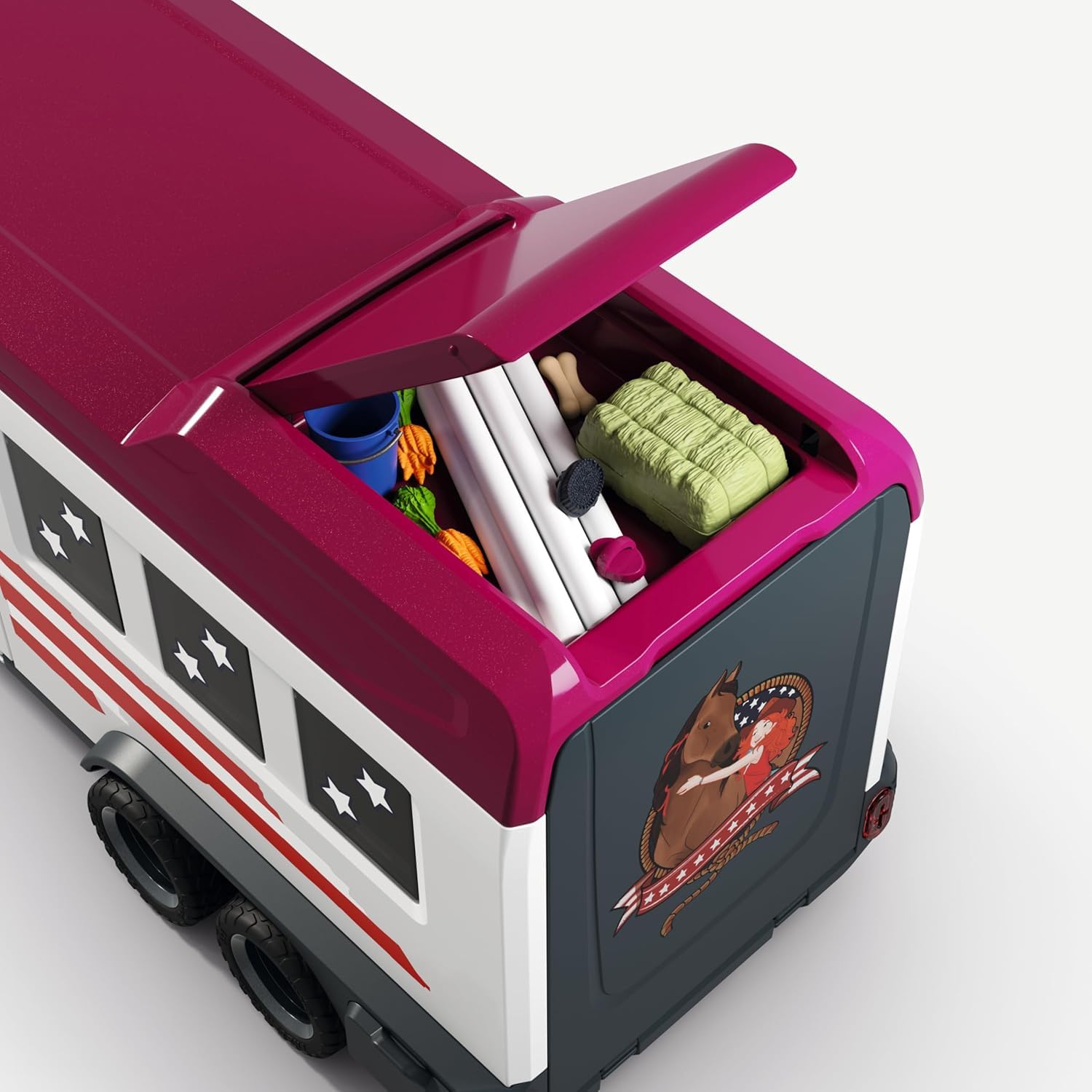 schleich Horse Club | Camion Lakeside con rimorchio 42705 | dai 5 Anni | Set con camion, rimorchio, cavalli, personaggi e accessori | gioco a tema cavalli e regalo per bambini dai 5 anni | set da 11