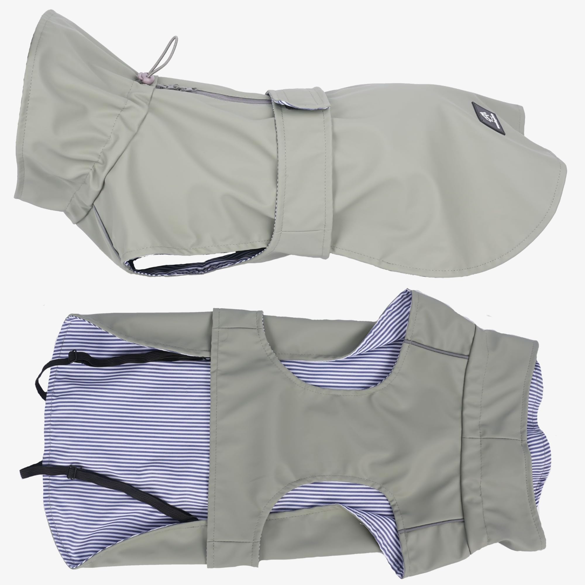 Hunderegenmantel in Grau, Größe L – Hundemantel Stilvoll und Elegant – wasserdichte Hundejacke - optimal für kleine und mittelgroße Hund – minimalistische Hunderegenjacke