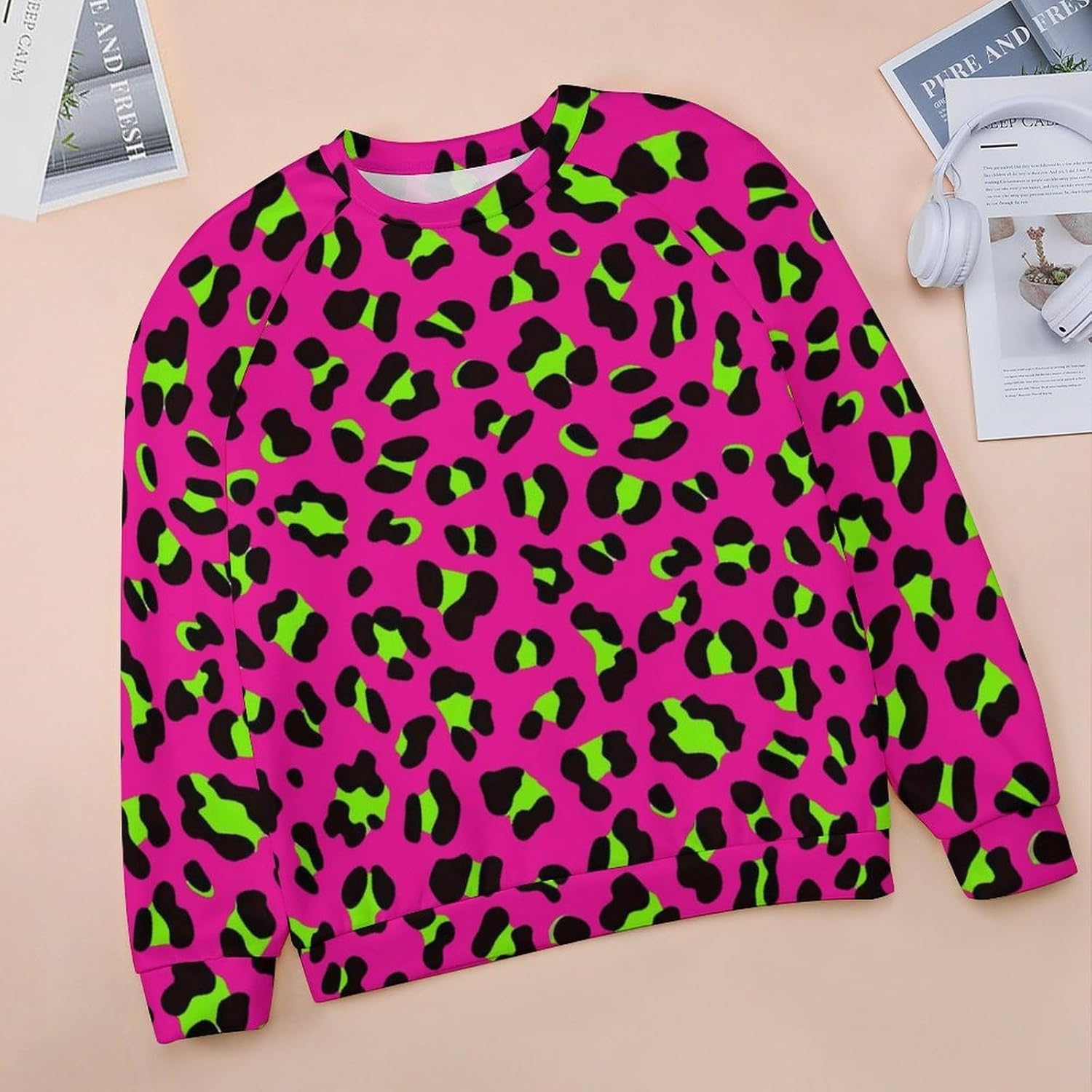 Pride LGBTQ Transgender Symbol With Neon Zebra Womens Crewneck Sweatshirt Long Sleeve Casual Loose Fitting Tops