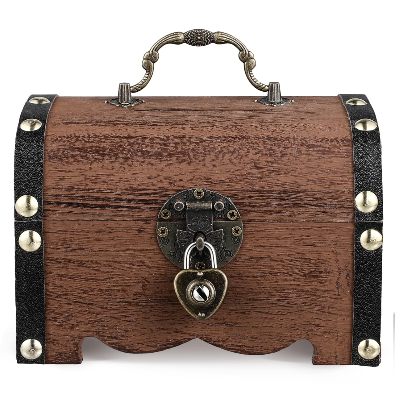 LIOOBO Retro Treasure Chest - Lockable Storage Box for Coins and Keepsakes Light Brown Plastic Container