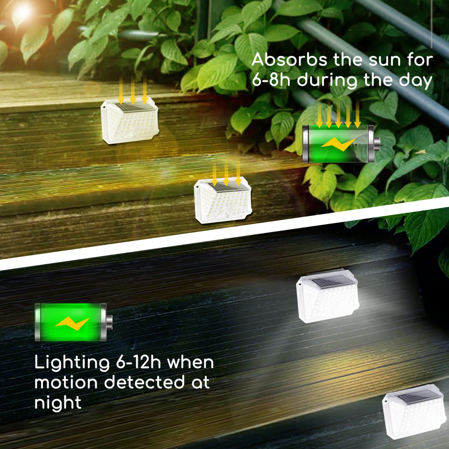 Aigostar Luz Solar Exterior,Luces LED Solares Exteriores【16 Pack / 3 Modos】con Sensor de Movimiento,270º Impermeable IP65 para Jardín Camino Entrada Garaje Patio