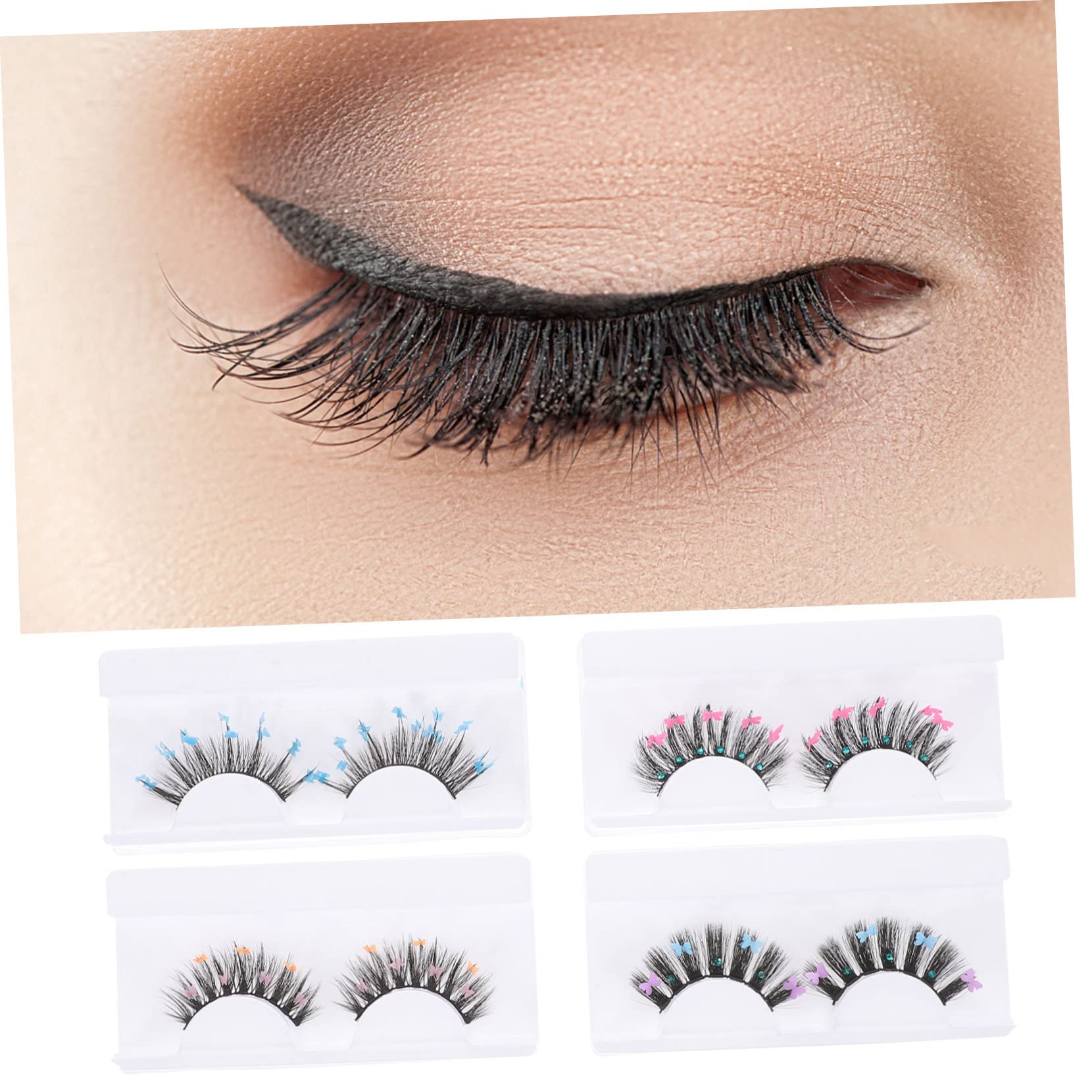 FOMIYES 5 Set Di Ciglia Finte Facili Da Applicare Ciglia Sottili Glitterate Per Look Da/notte 4 Paia*5