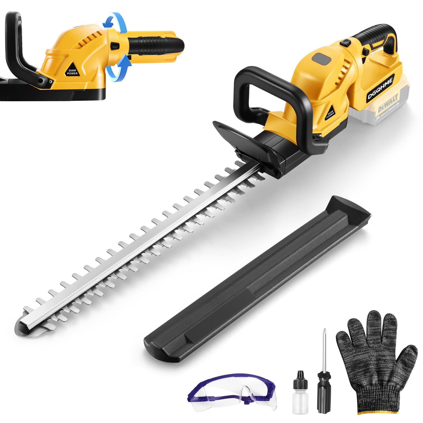 Taille-haie léger 3000 tr/min avec tête pivotante 180° pour coupe nette